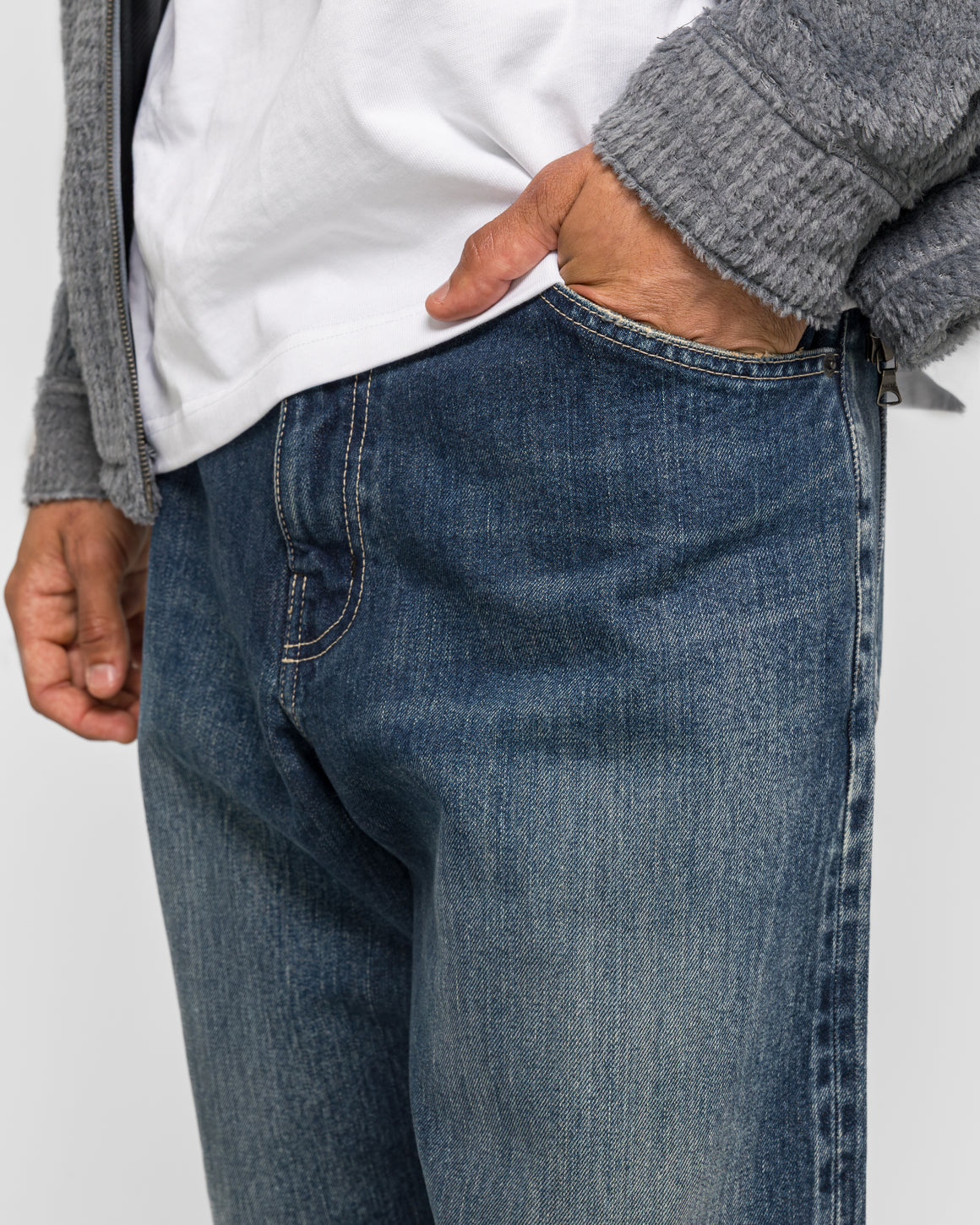 HAVEN - Station Pant - Suvin Cotton Denim Washed Indigo - UP THERE