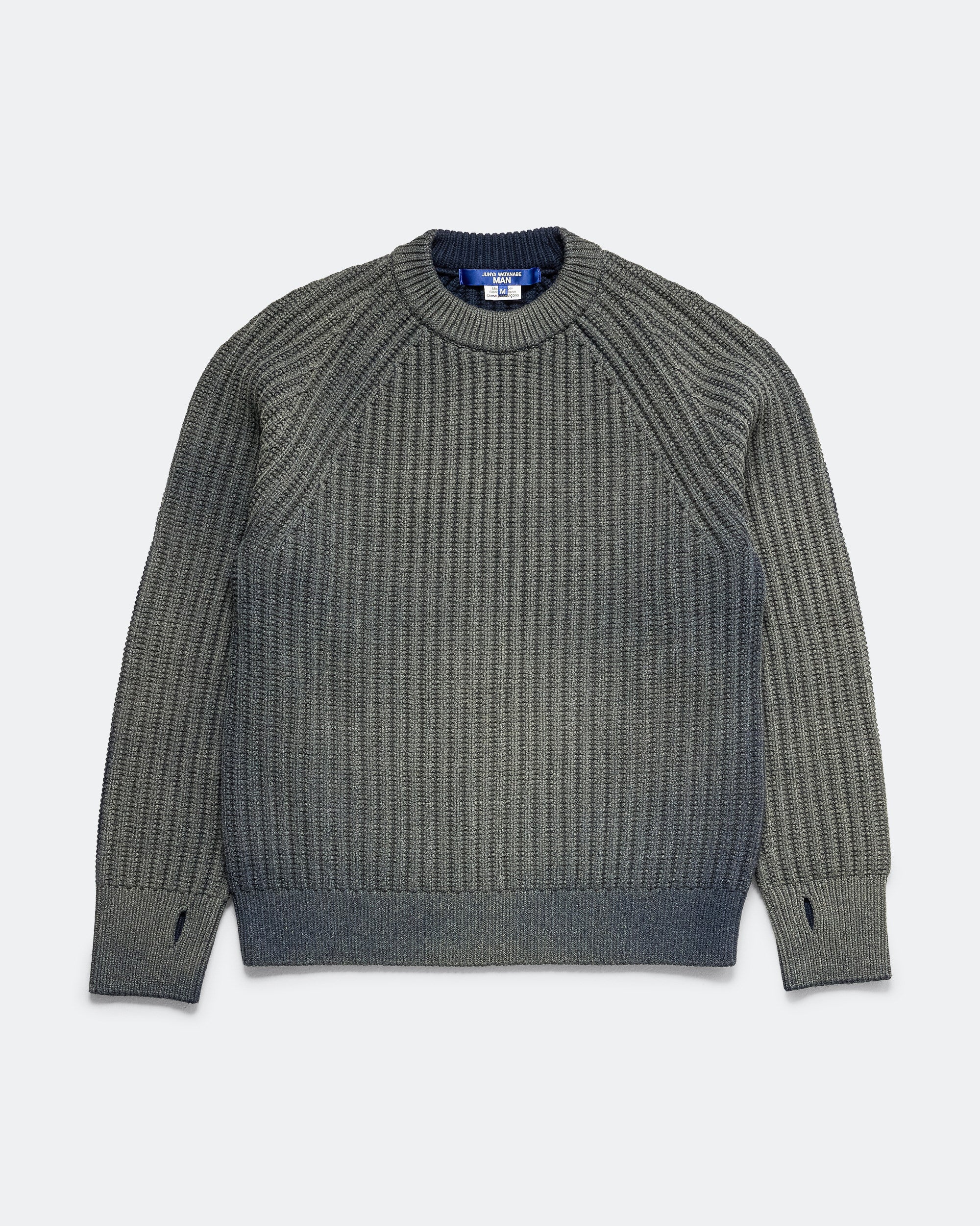 Junya Watanabe MAN - Bleached Wool Rib Knit Sweater - Black | UP THERE