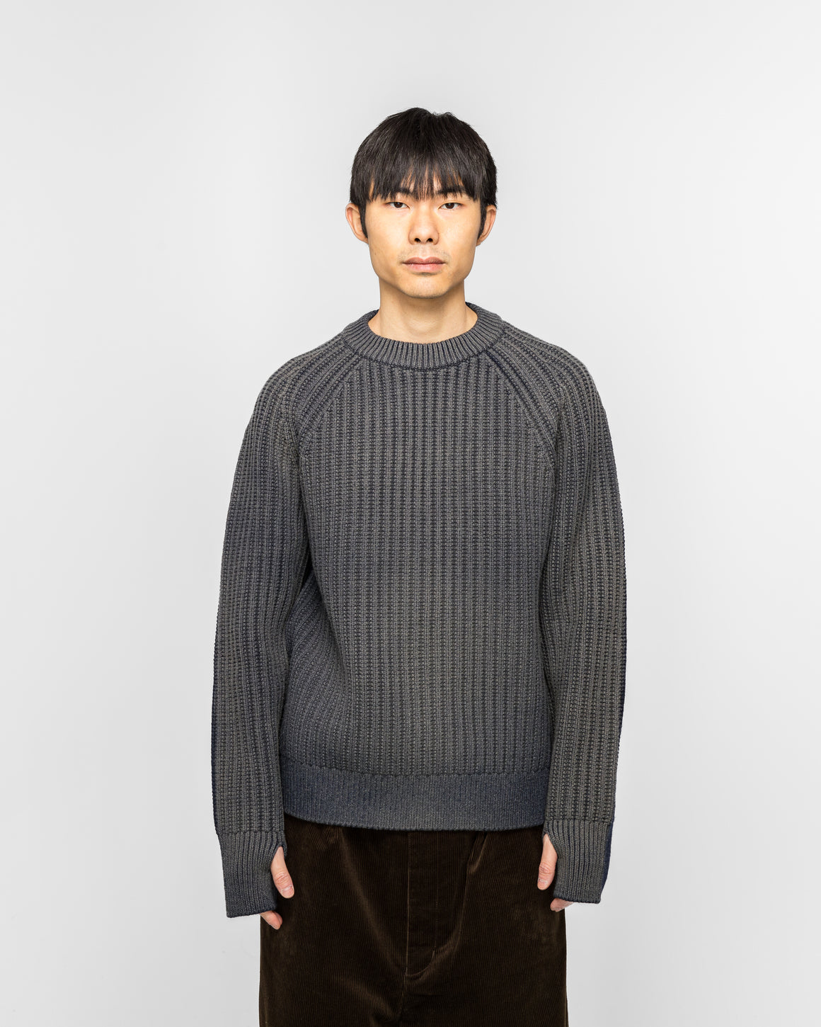 Junya Watanabe MAN - Bleached Wool Rib Knit Sweater - Black - UP THERE