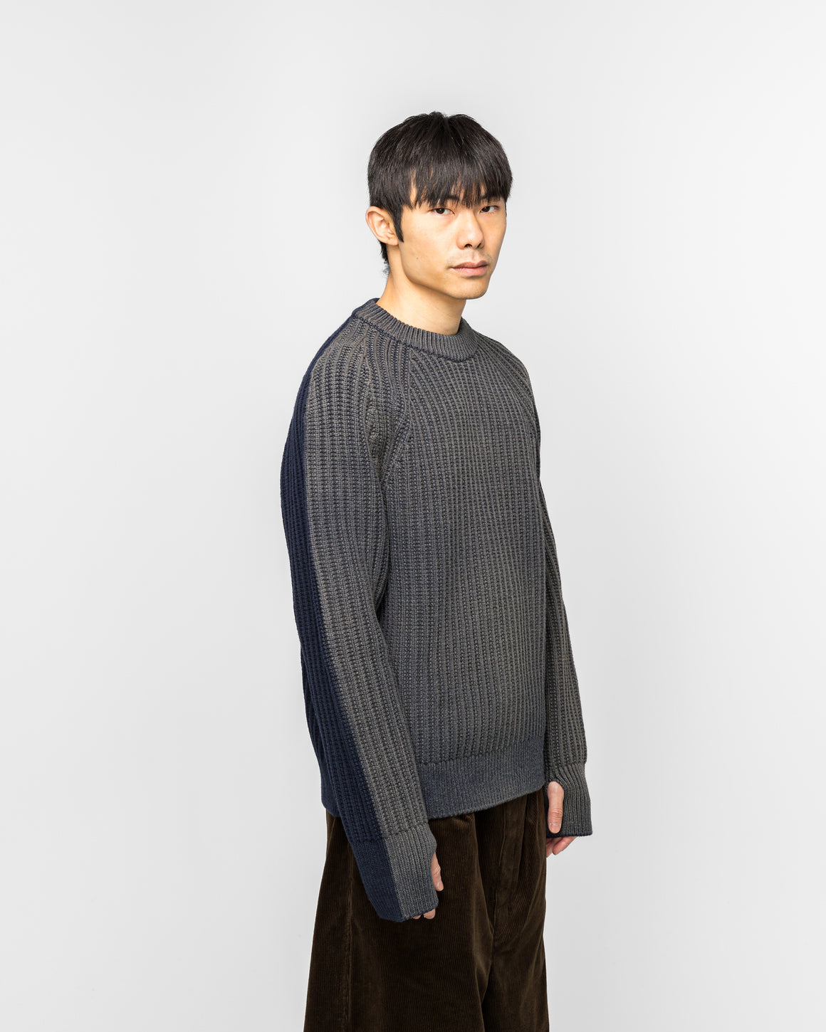 Junya Watanabe MAN - Bleached Wool Rib Knit Sweater - Black - UP THERE