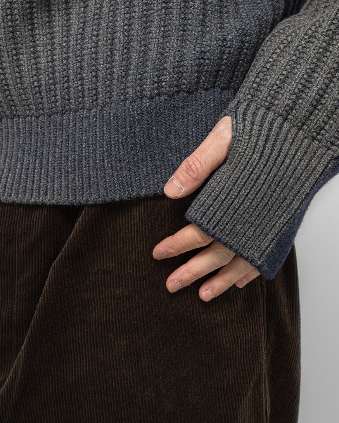 Junya Watanabe MAN - Bleached Wool Rib Knit Sweater - Black - UP THERE