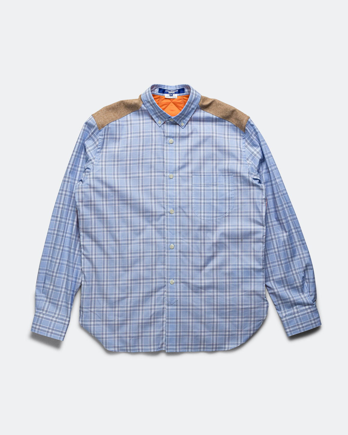 Junya Watanabe MAN - Cotton Check Nylon Quilting Shirt - Sax/Orange - UP THERE