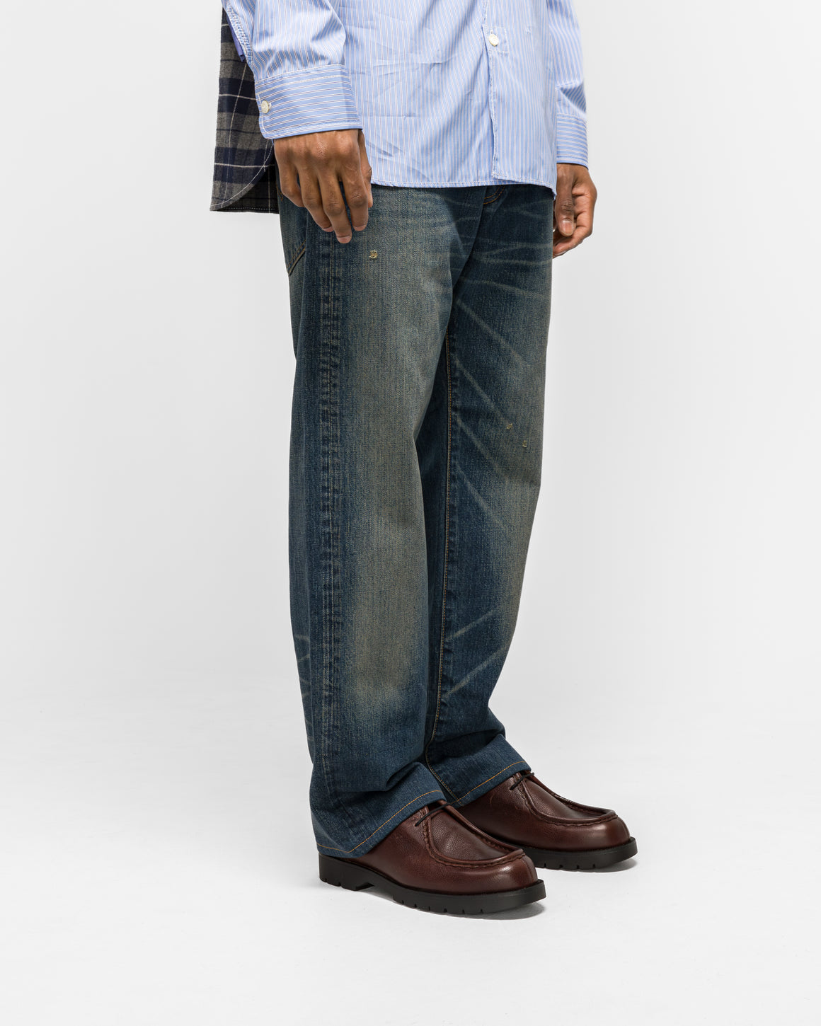 Junya Watanabe MAN - Cotton Denim Garment Treated Pants x Levis - Indigo/Brown - UP THERE