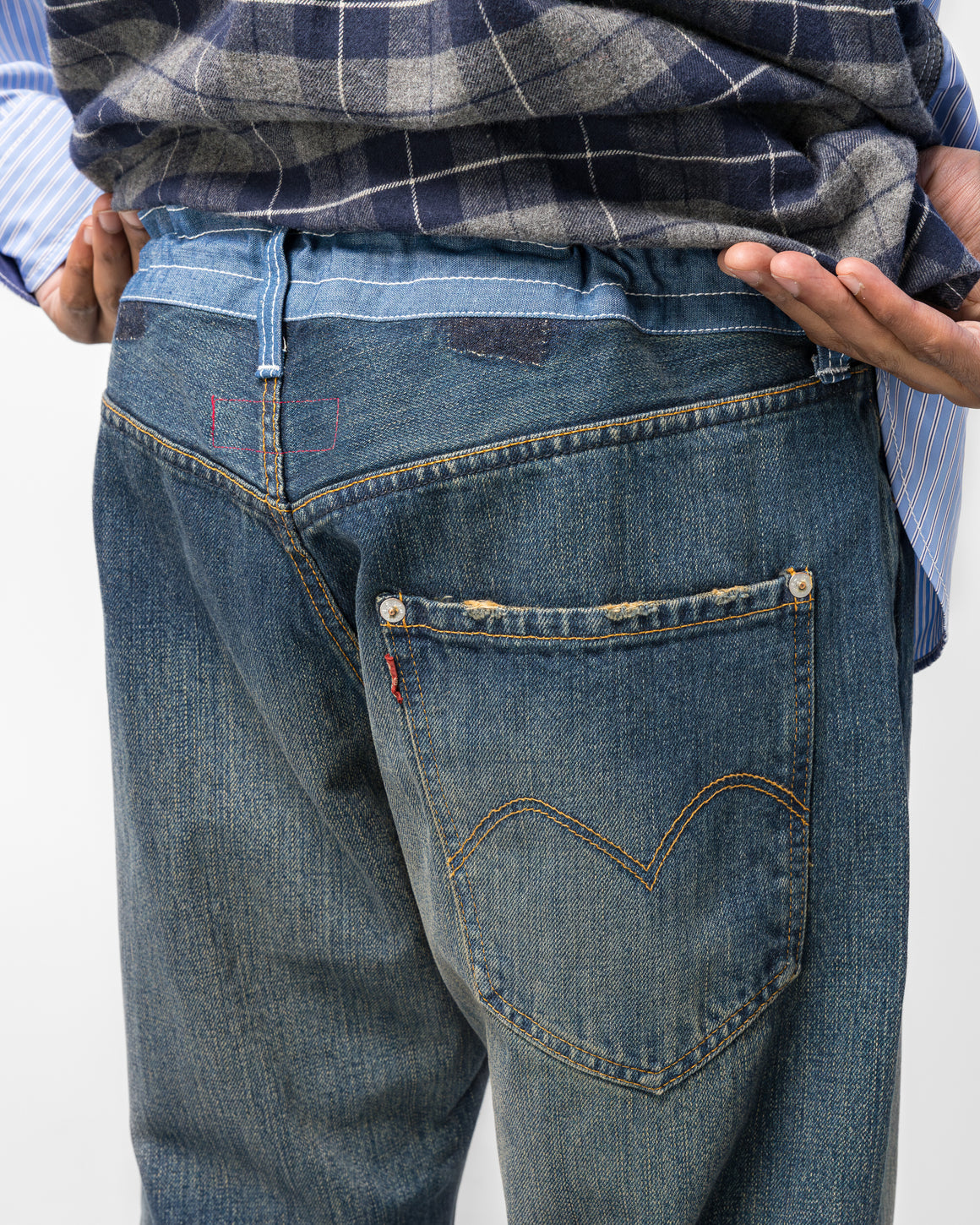 Junya Watanabe MAN - Cotton Denim Garment Treated Pants x Levis - Indigo/Brown - UP THERE