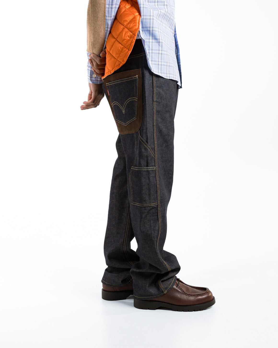 Junya Watanabe MAN - Cotton Denim Leather Pants x Levis - Indigo/Brown - UP THERE