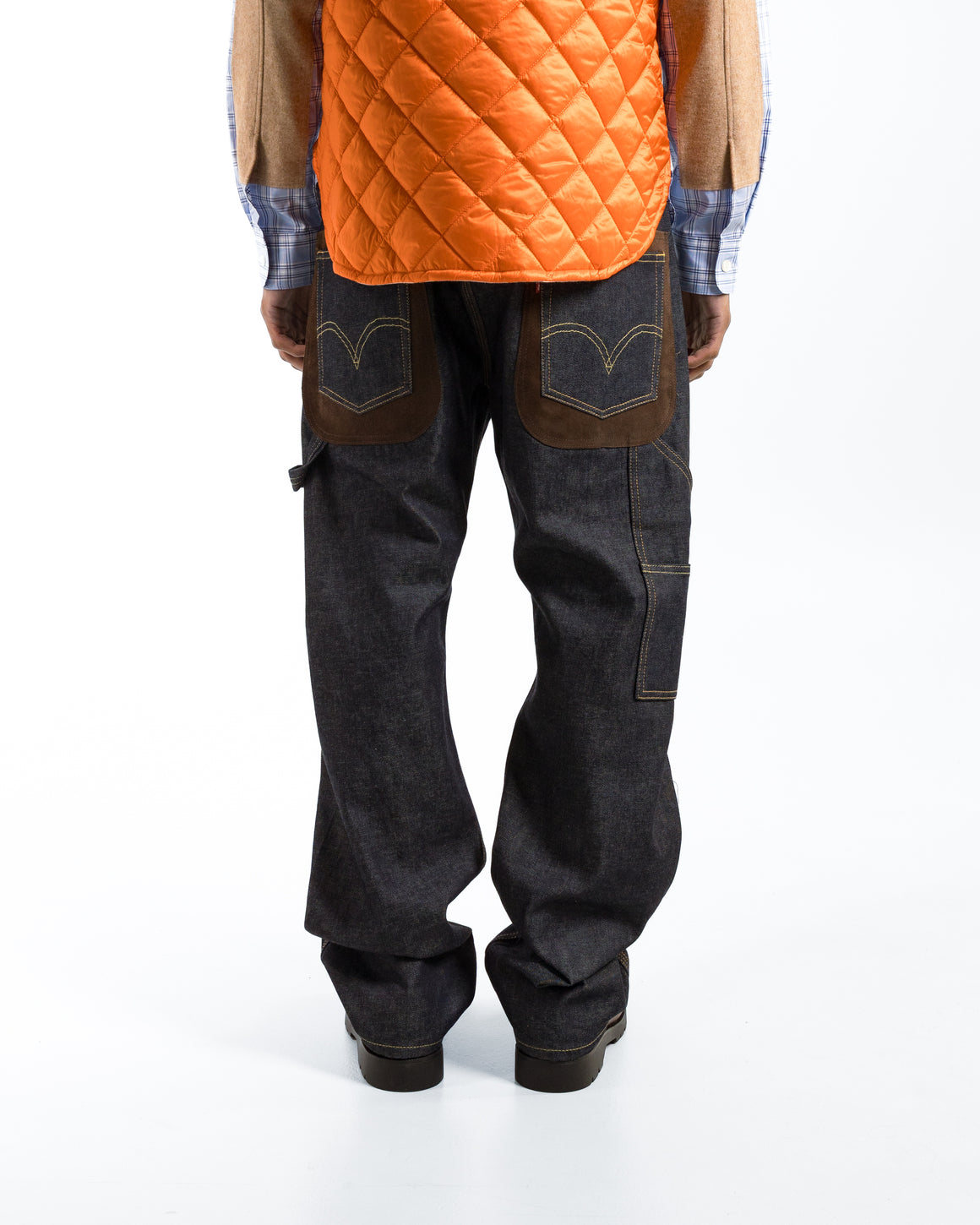 Junya Watanabe MAN - Cotton Denim Leather Pants x Levis - Indigo/Brown - UP THERE