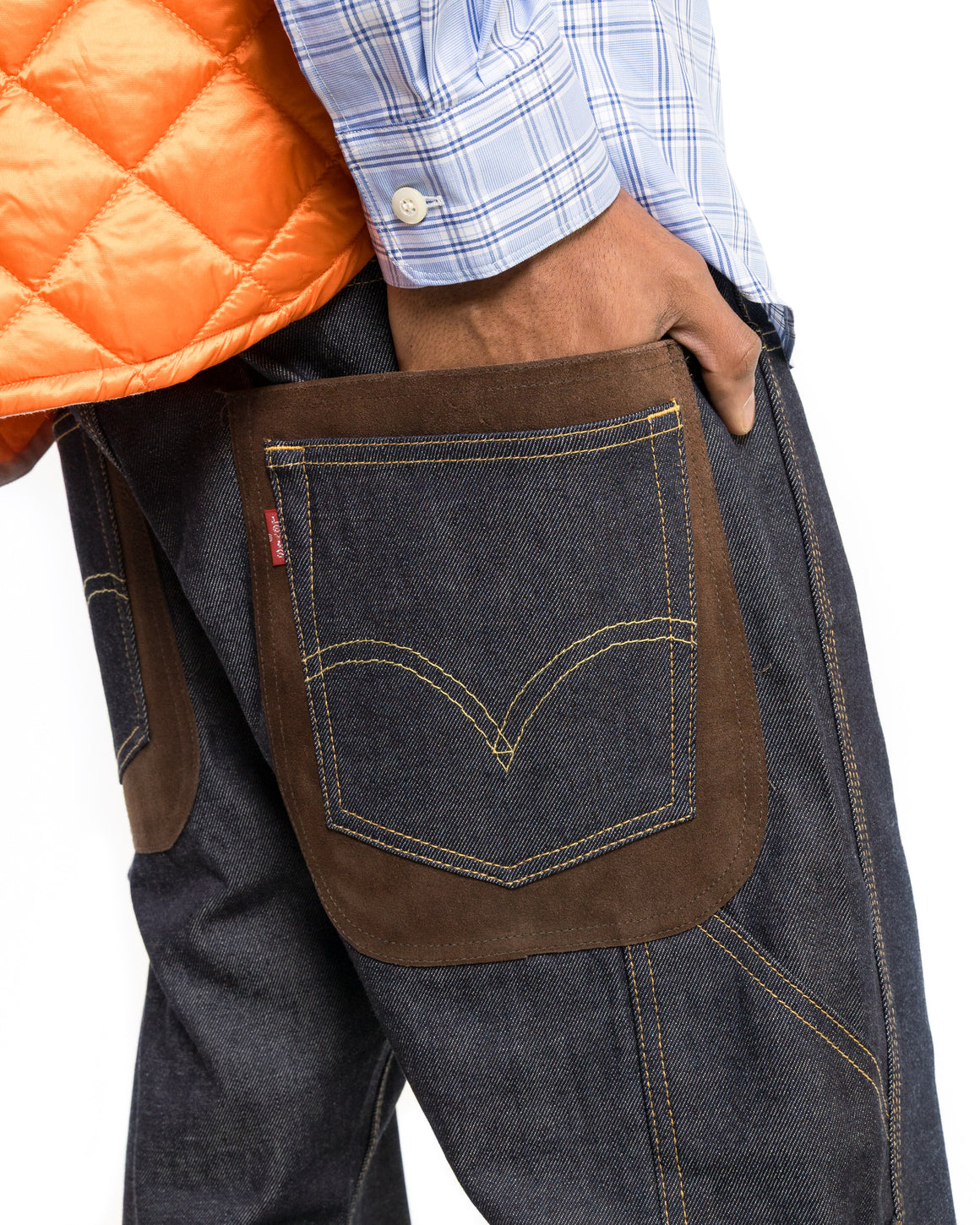 Junya Watanabe MAN - Cotton Denim Leather Pants x Levis - Indigo/Brown - UP THERE