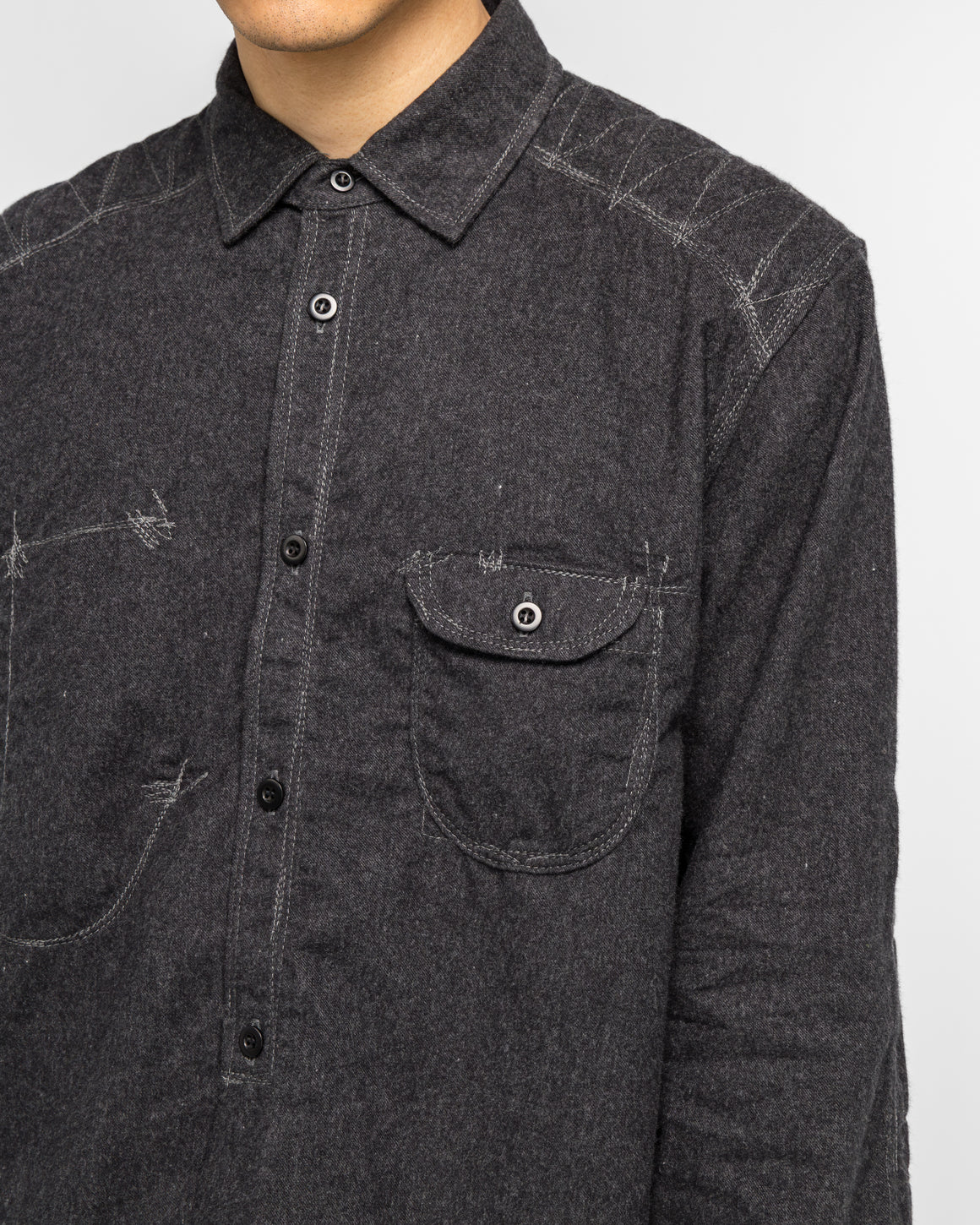 Junya Watanabe MAN - Cotton Flannel Shirt - Charcoal - UP THERE