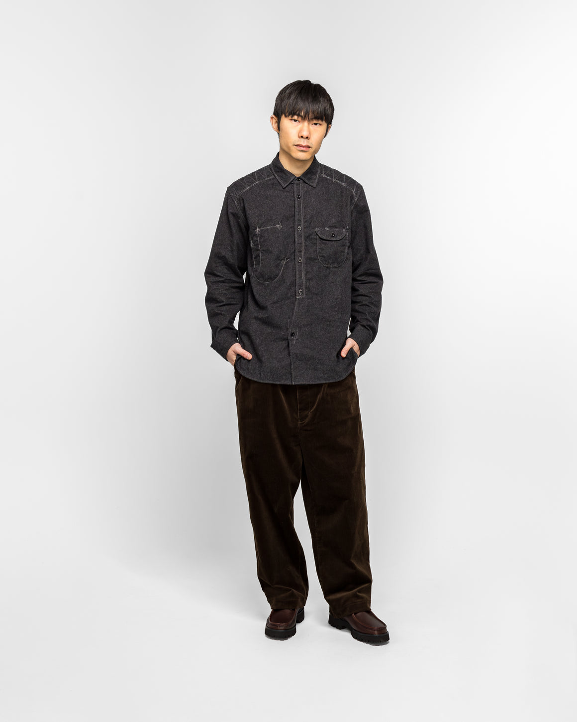 Junya Watanabe MAN - Cotton Flannel Shirt - Charcoal - UP THERE