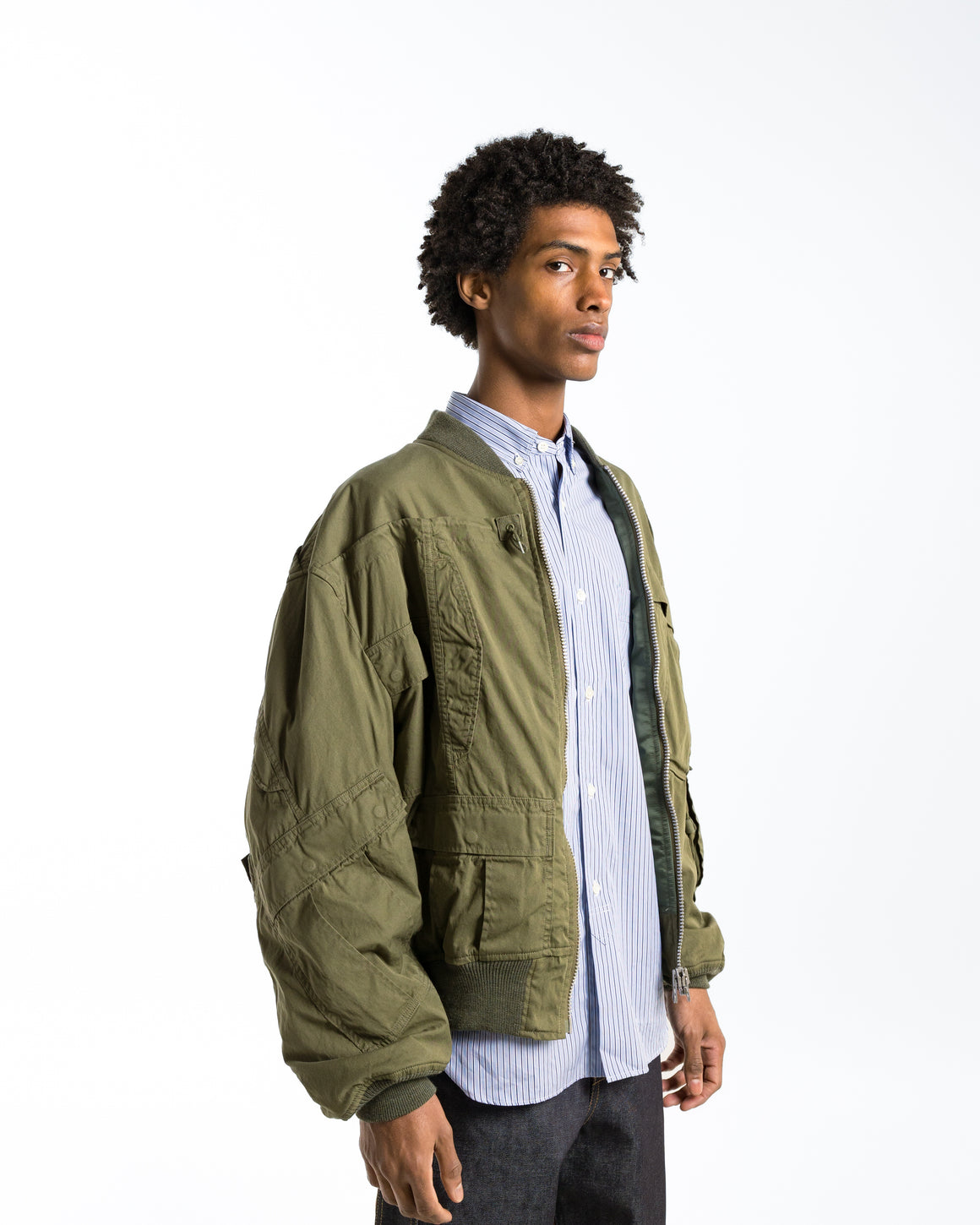 Junya Watanabe MAN - Cotton Nylon Bomber x Needles - Khaki - UP THERE