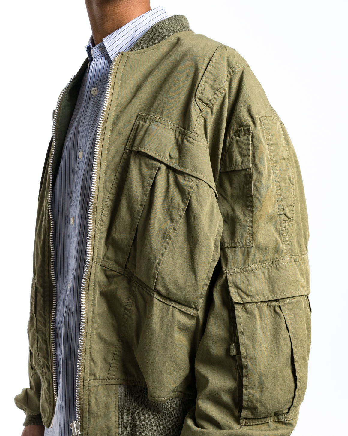 Junya Watanabe MAN - Cotton Nylon Bomber x Needles - Khaki - UP THERE
