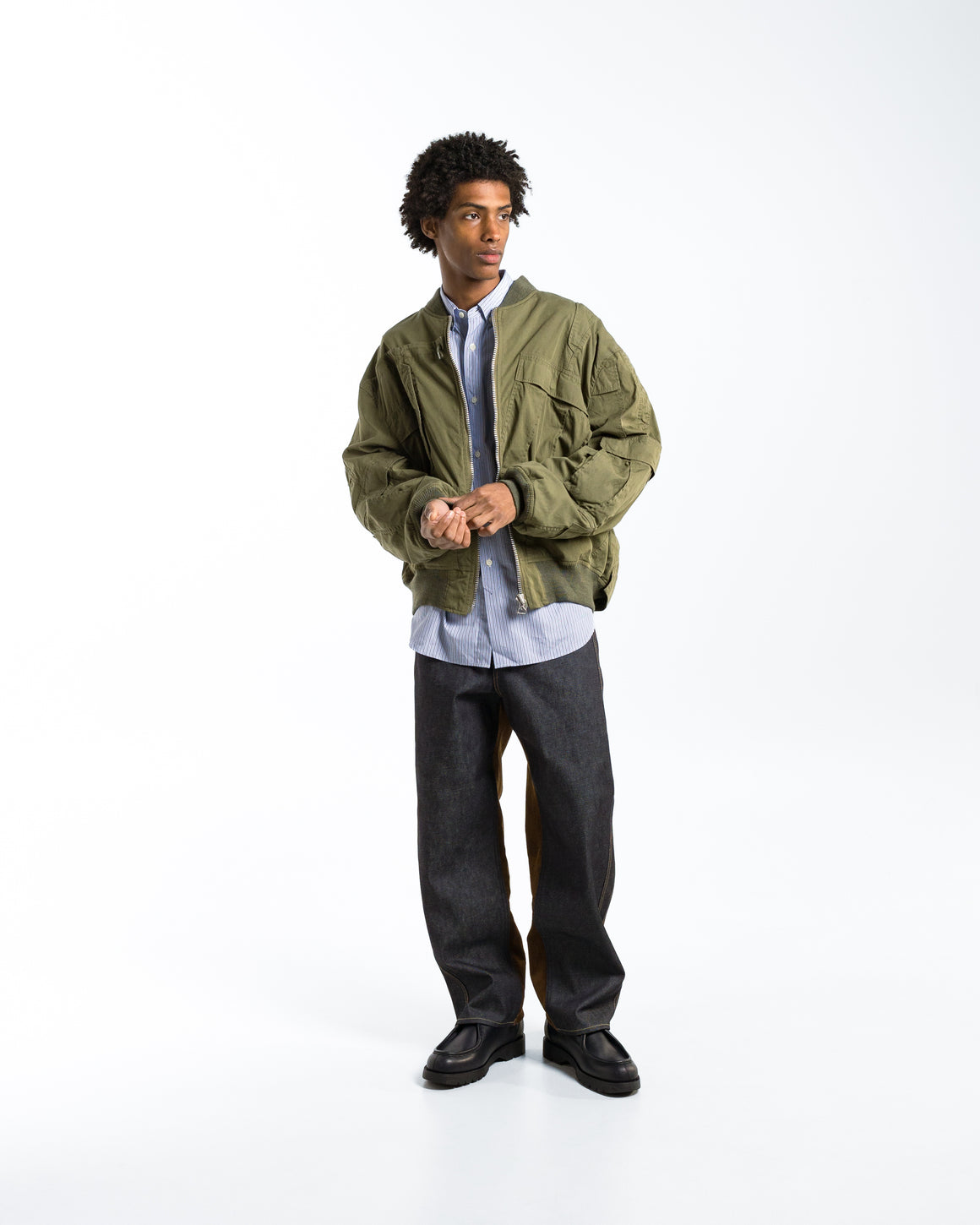 Junya Watanabe MAN - Cotton Nylon Bomber x Needles - Khaki - UP THERE