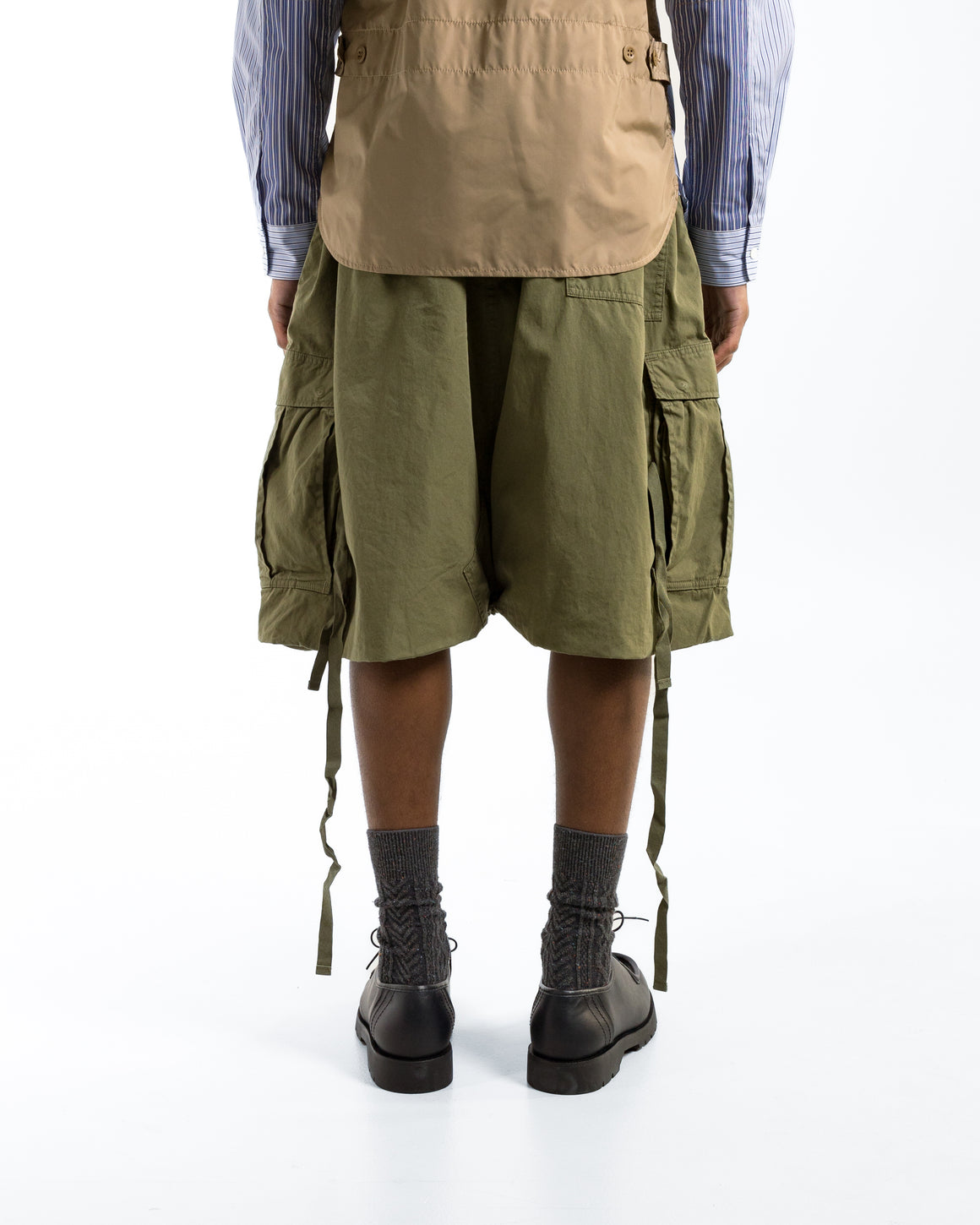 Junya Watanabe MAN - Cotton Nylon Shorts x Needles - Khaki - UP THERE