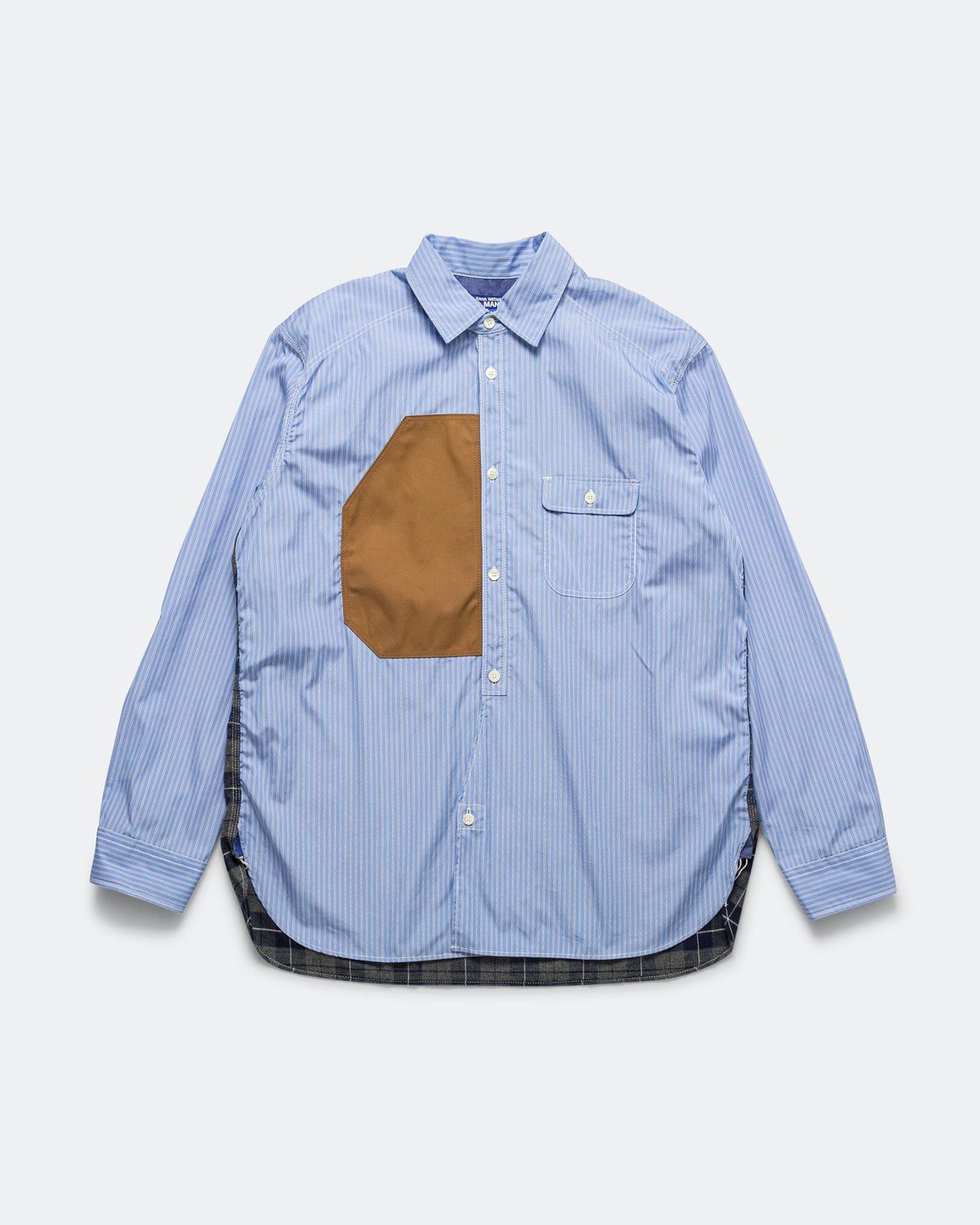 Junya Watanabe MAN - Cotton Stripe Flannel Check Shirt - Sax/Navy - UP THERE