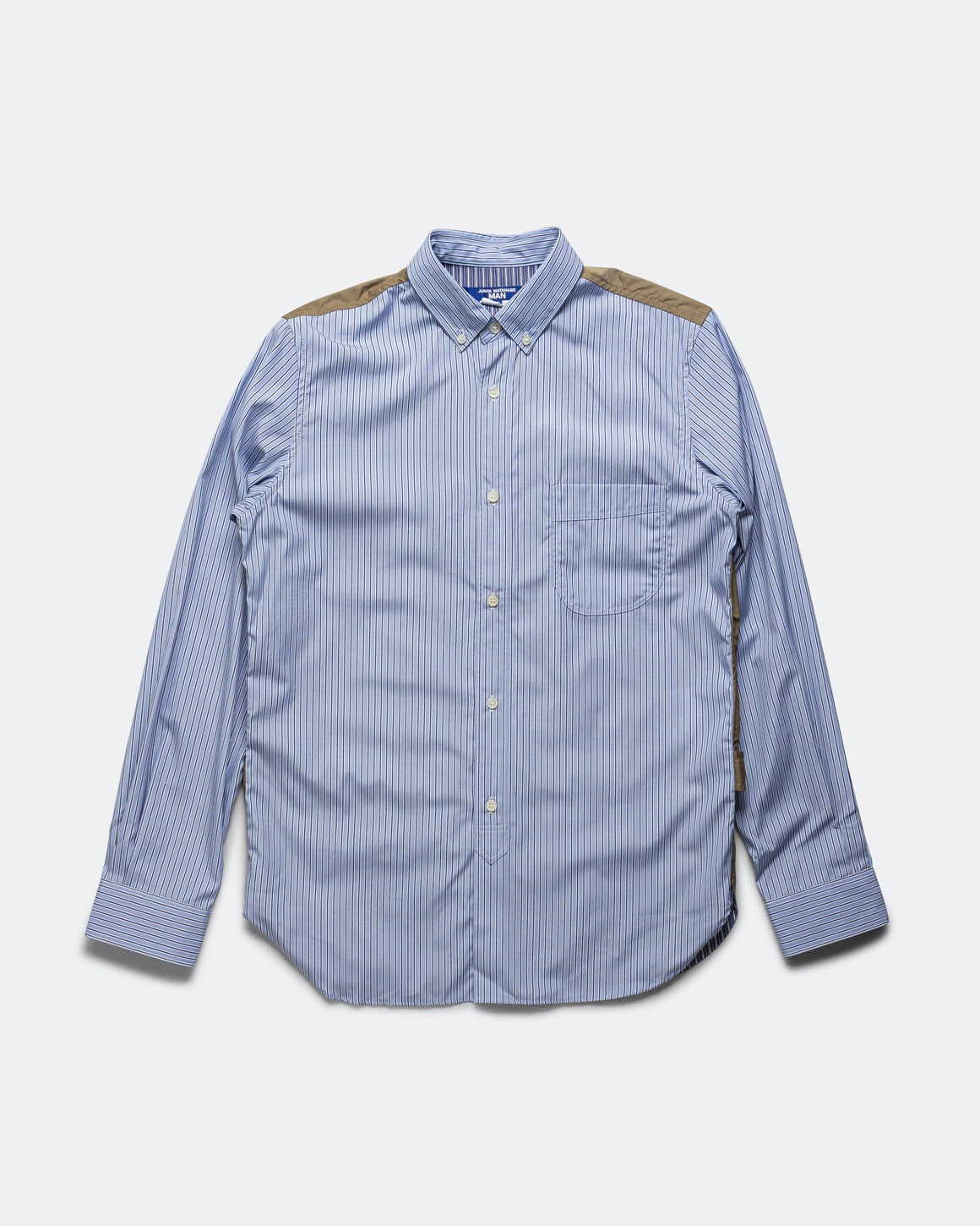 Junya Watanabe MAN - Cotton Stripe Nylon Taffeta Shirt - Sax/Beige - UP THERE