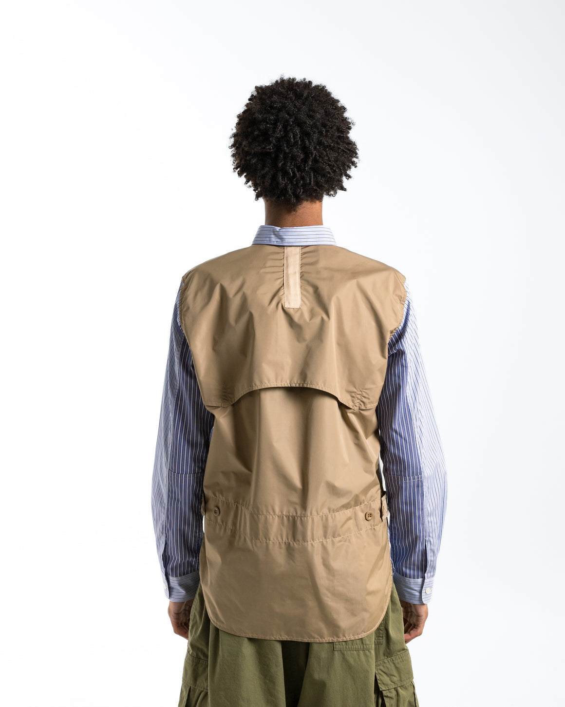 Junya Watanabe MAN - Cotton Stripe Nylon Taffeta Shirt - Sax/Beige - UP THERE