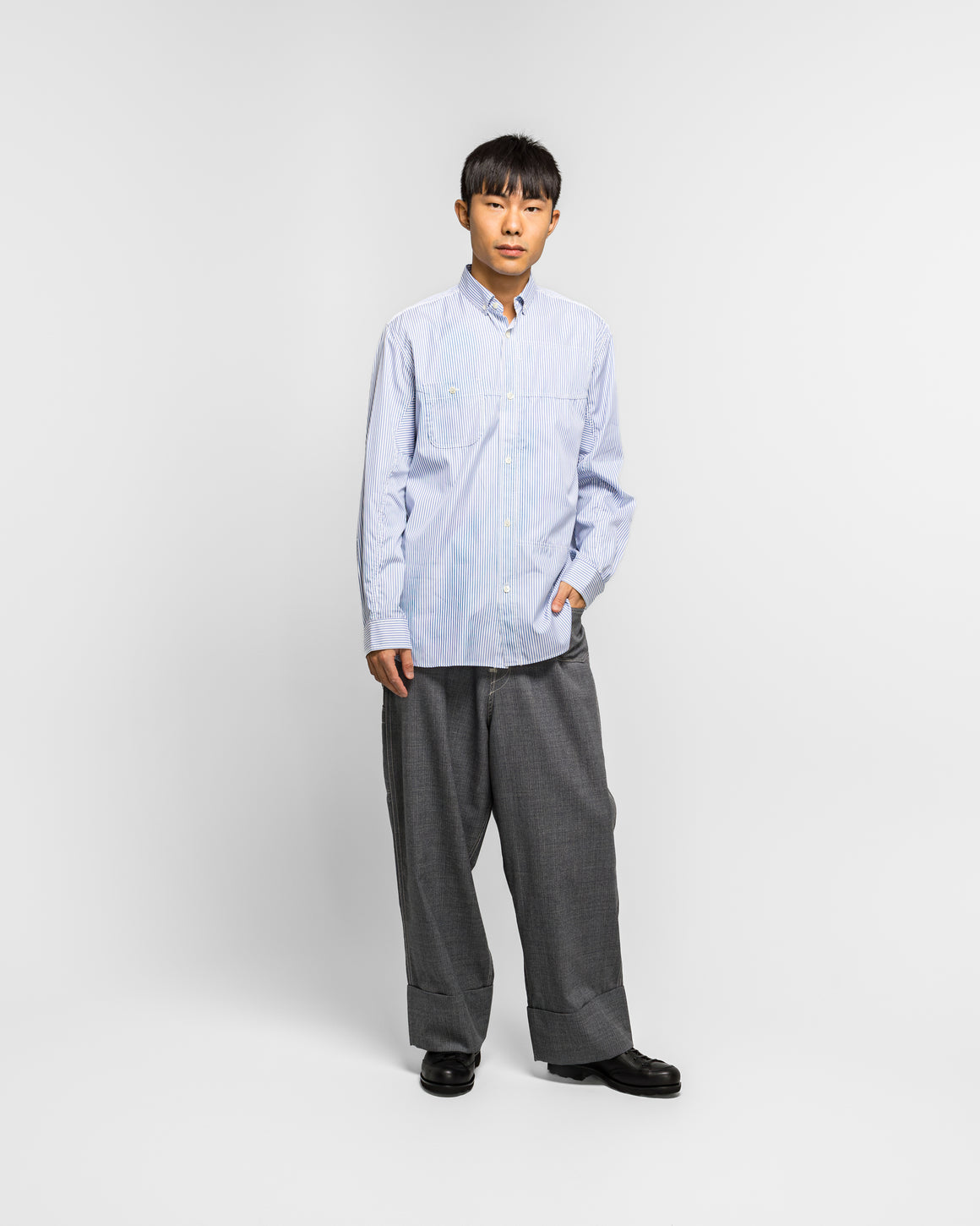 Junya Watanabe MAN - Cotton Stripe Shirt - Blue/White - UP THERE