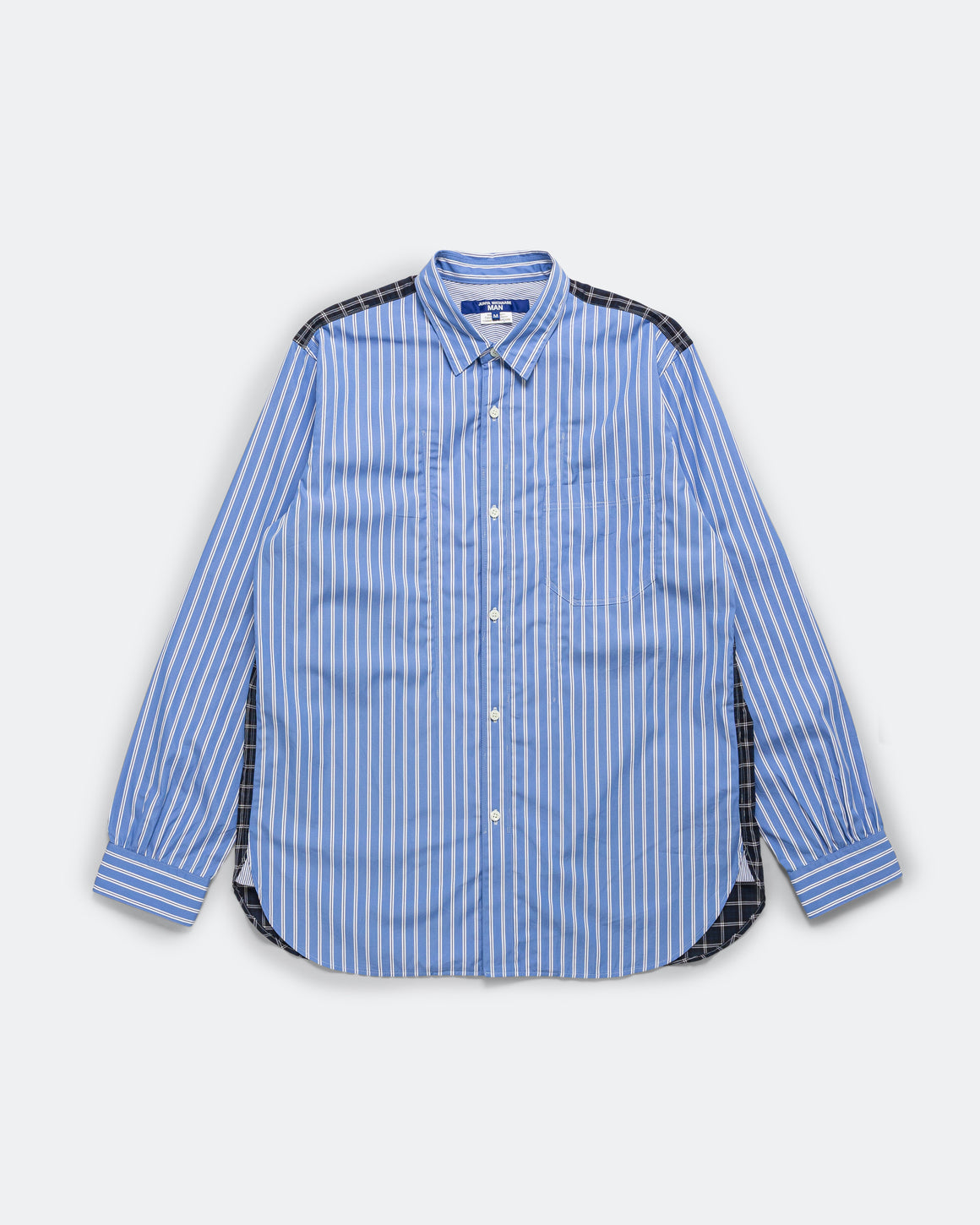 Junya Watanabe MAN - Cotton Stripe x Flat Stripe Shirt - Blue/Navy - UP THERE