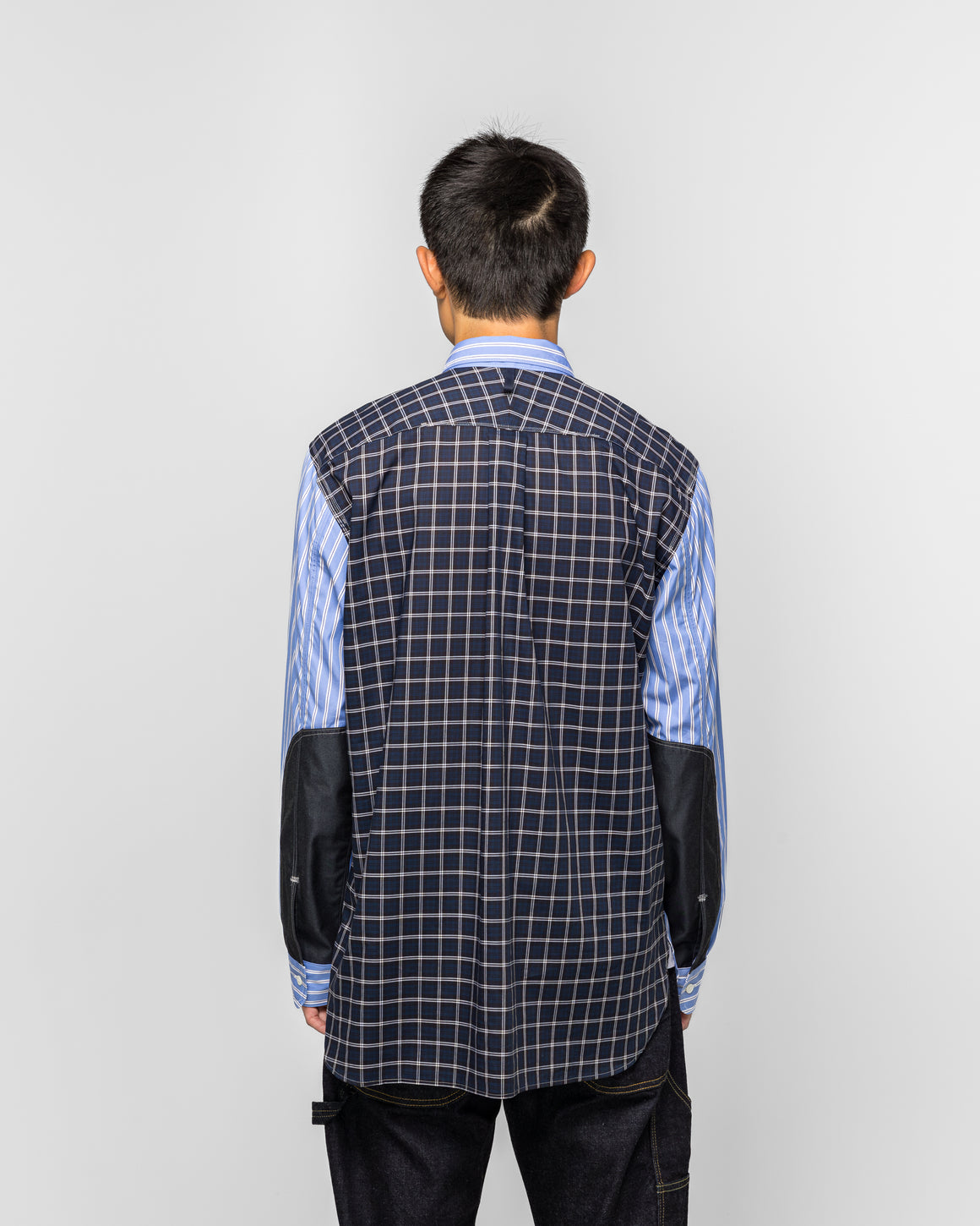 Junya Watanabe MAN - Cotton Stripe x Flat Stripe Shirt - Blue/Navy - UP THERE