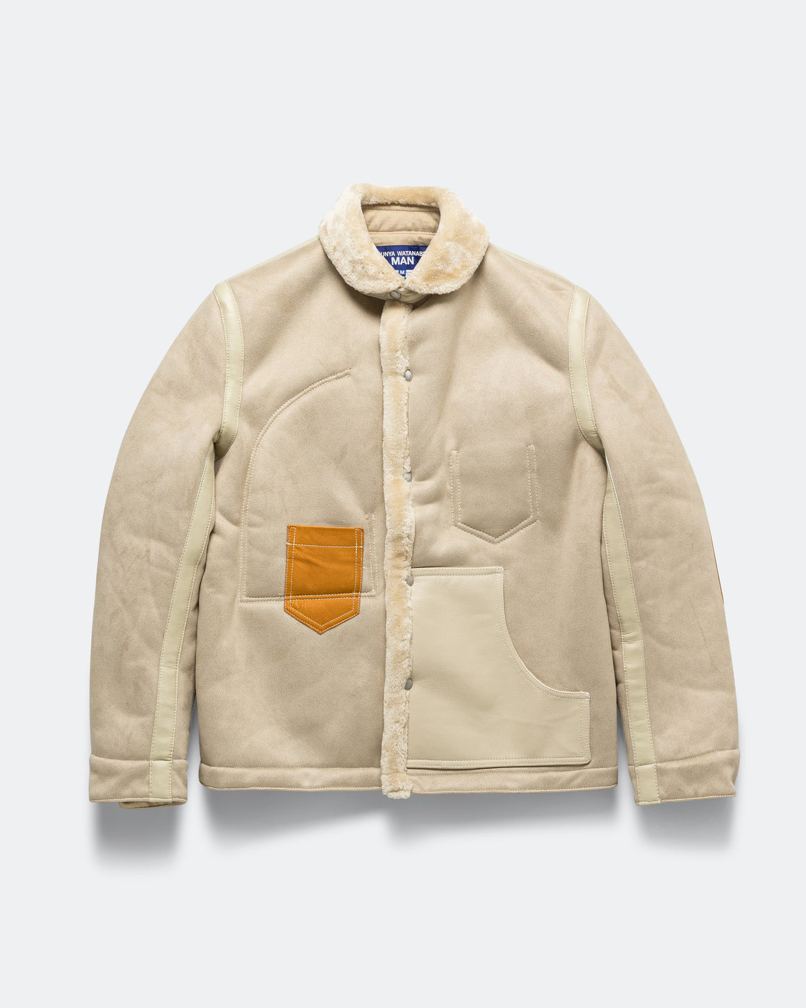 Junya Watanabe MAN - Polyester Boat Mouton Leather Jacket - Beige/Brown - UP THERE