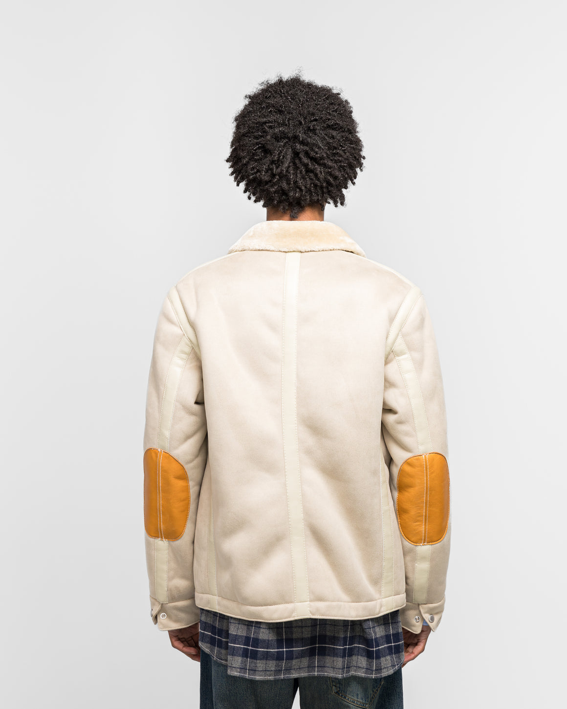 Junya Watanabe MAN - Polyester Boat Mouton Leather Jacket - Beige/Brown - UP THERE