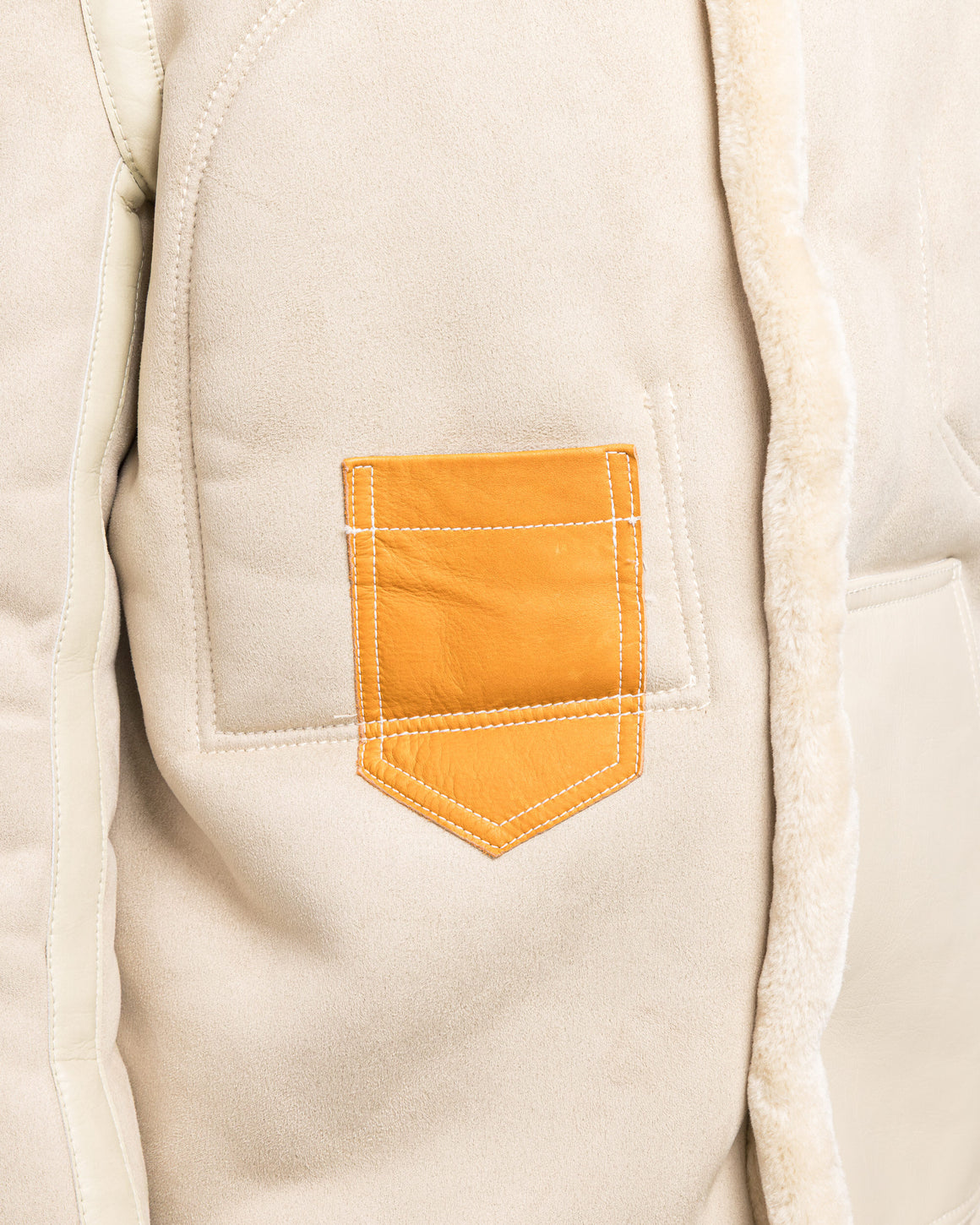 Junya Watanabe MAN - Polyester Boat Mouton Leather Jacket - Beige/Brown - UP THERE