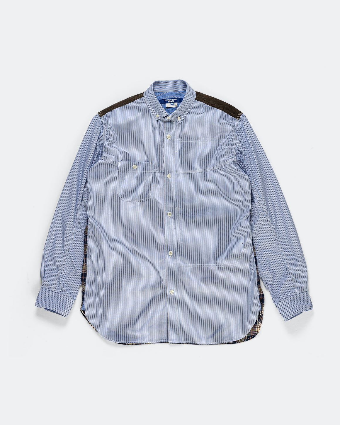 Junya Watanabe MAN - Chest-Pocket Shirt - Sax/NavyWhite-Navy-Brown - UP THERE