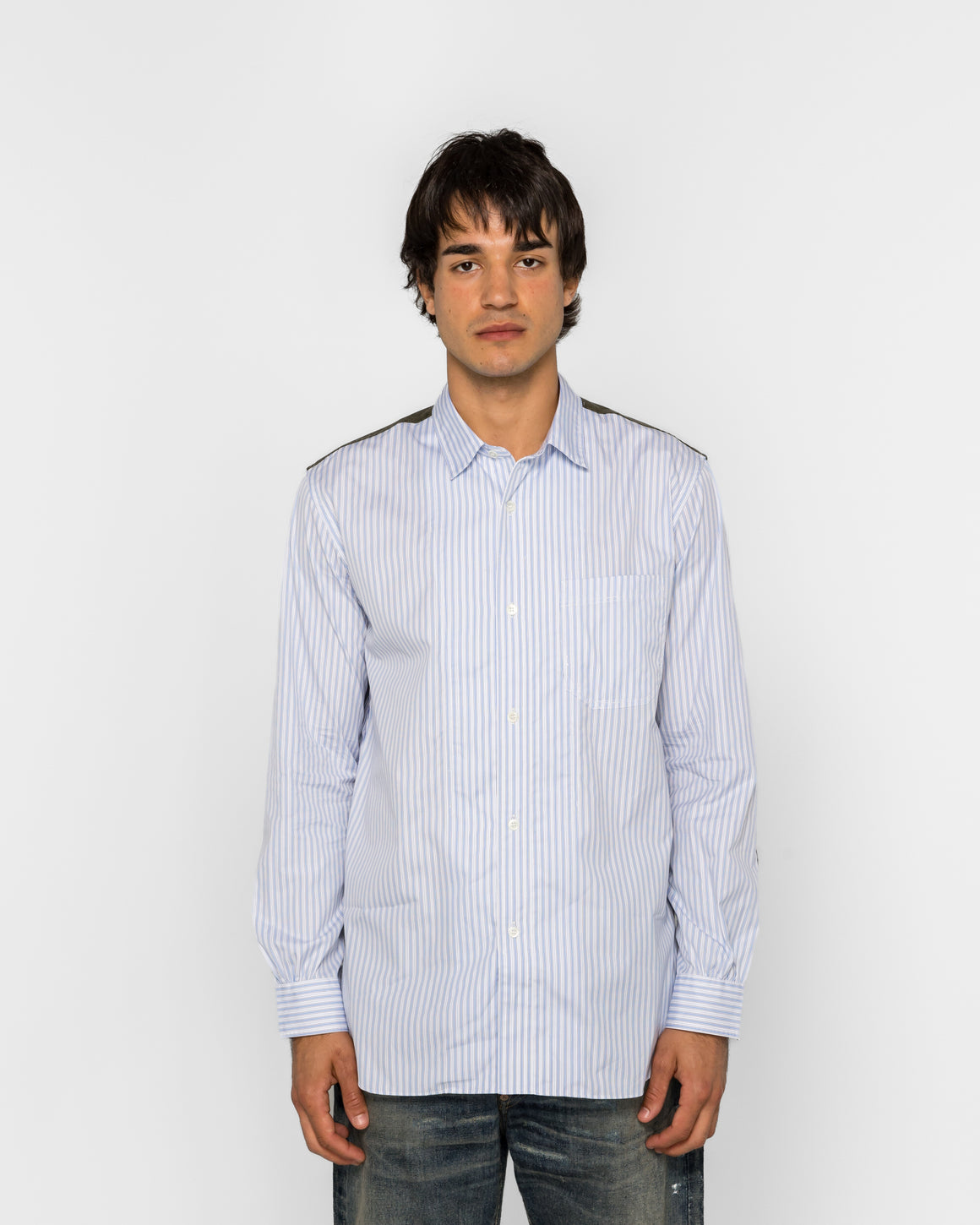 Junya Watanabe MAN - Chest-Pocket Shirt - White/Sax-Black-Khaki - UP THERE