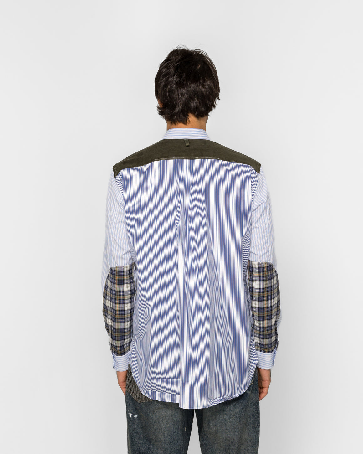 Junya Watanabe MAN - Chest-Pocket Shirt - White/Sax-Black-Khaki - UP THERE