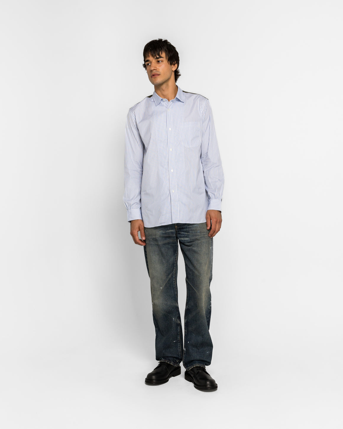 Junya Watanabe MAN - Chest-Pocket Shirt - White/Sax-Black-Khaki - UP THERE