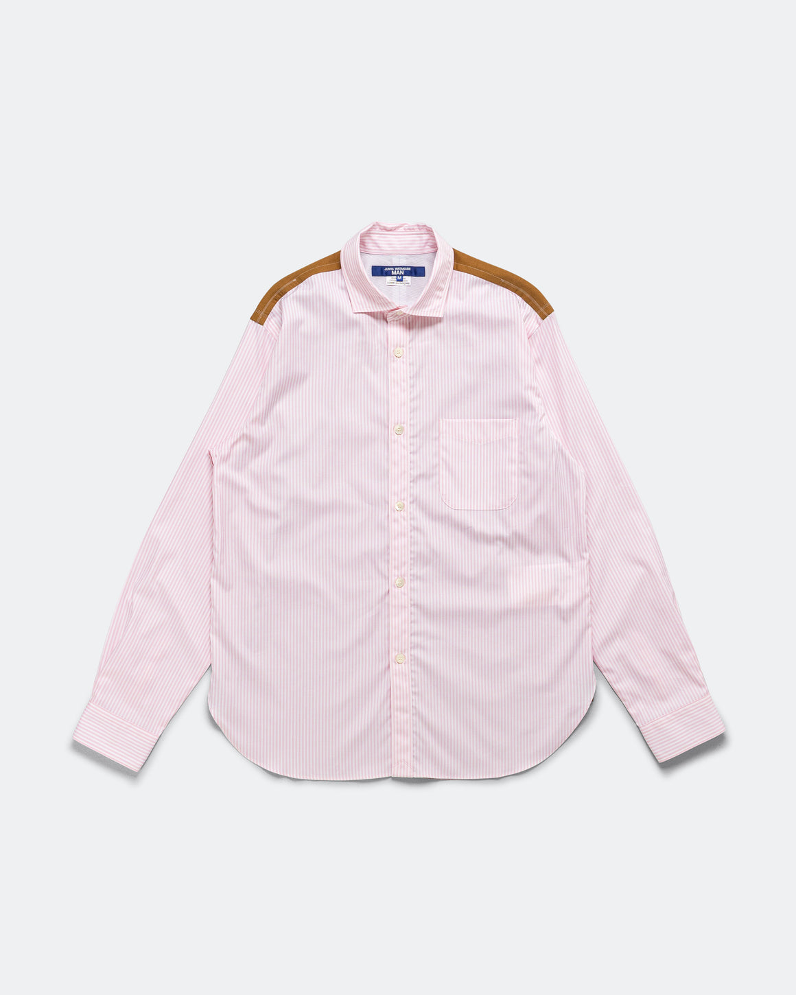 Junya Watanabe MAN - Cotton Stripe x Cotton Nylon Check Shirt - White/Pink - UP THERE