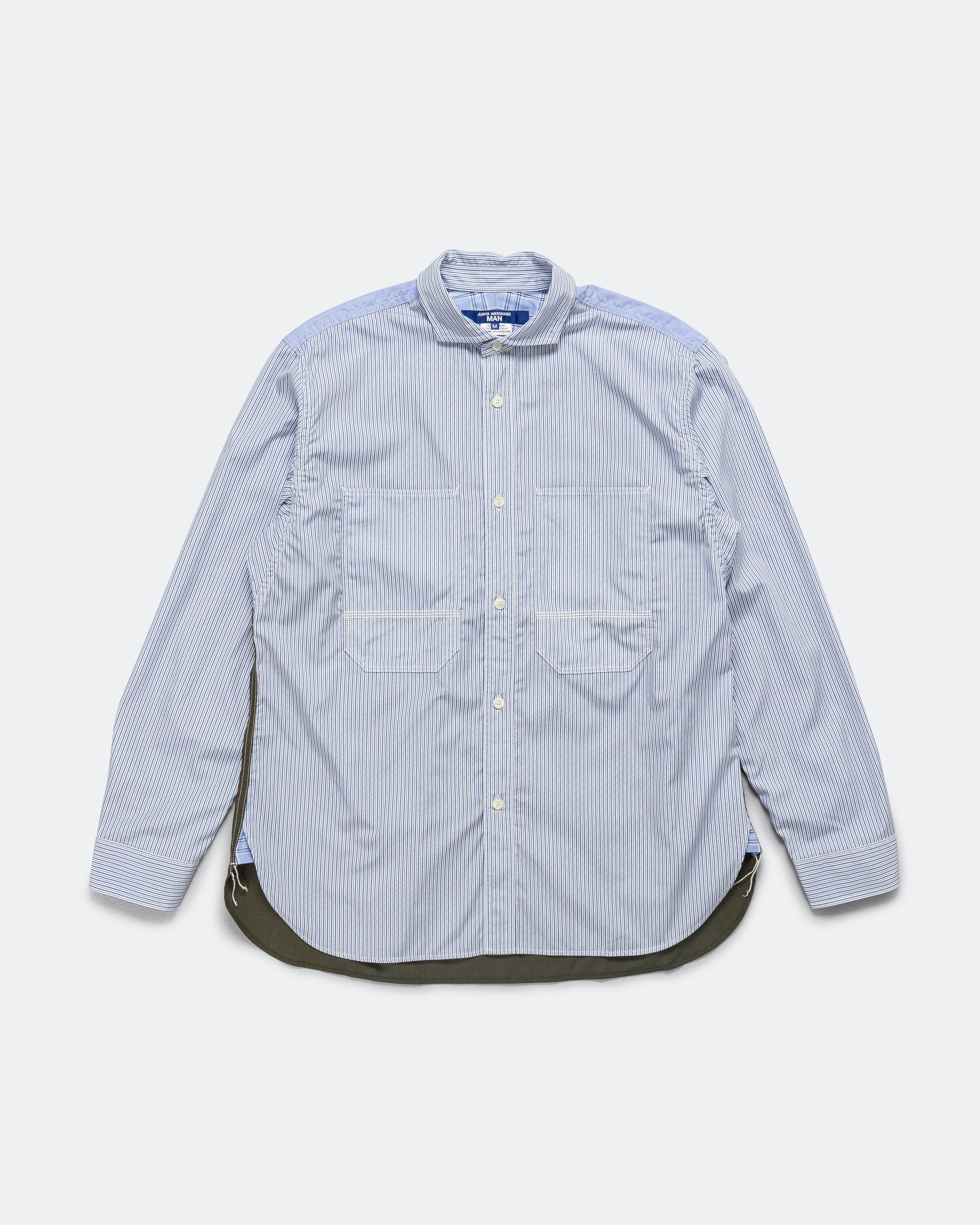 Junya Watanabe MAN - Cotton Stripe x Cotton Ripstop Shirt - White