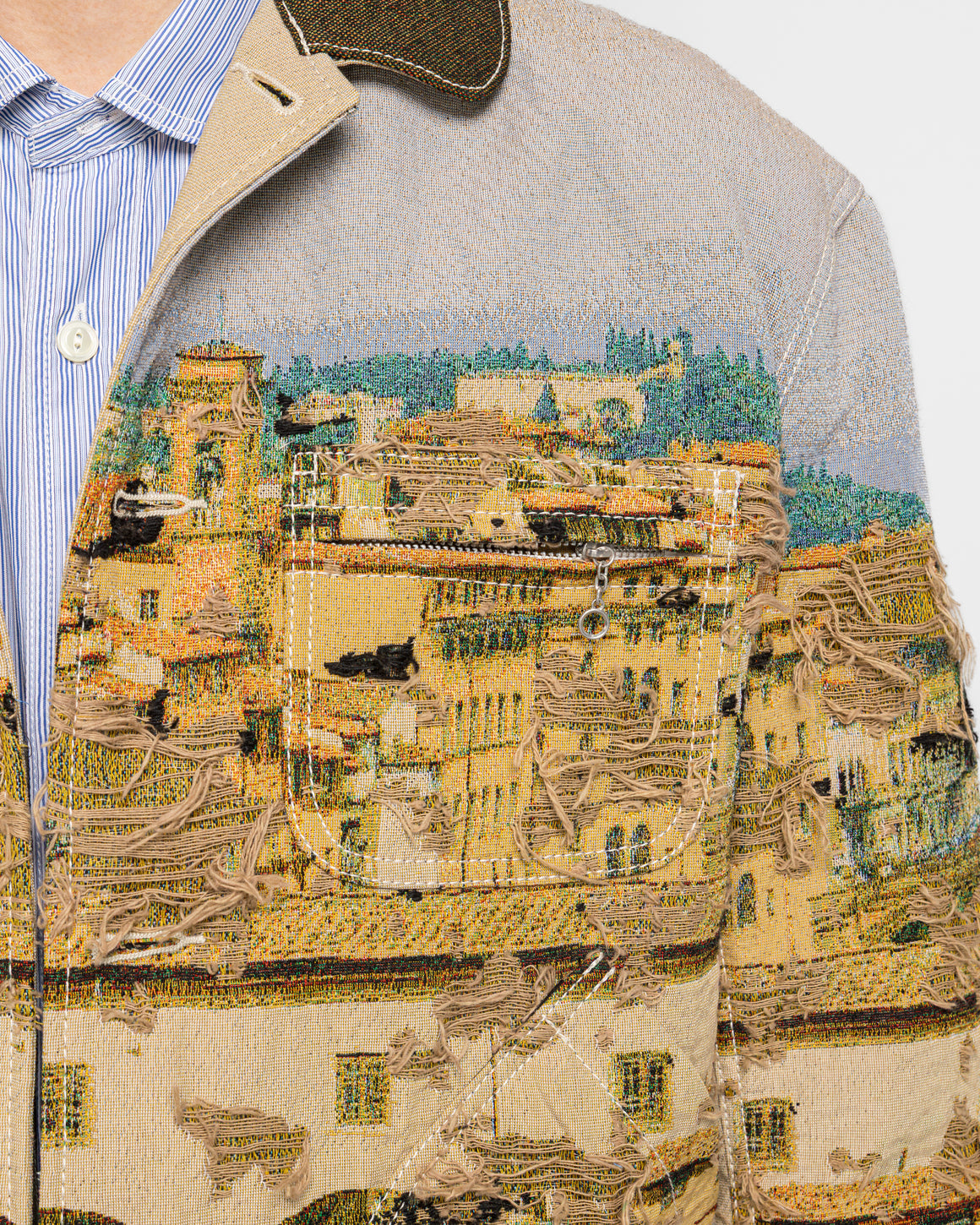 Junya Watanabe MAN - Gobelin Weave Button Up Blouson - Beige/Light Blue - UP THERE
