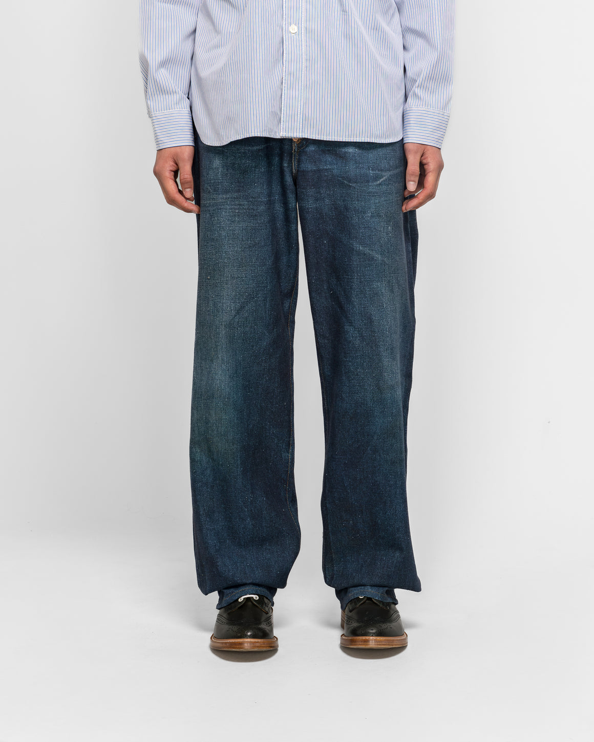 Junya Watanabe MAN - Linen Oxford Printed Trousers  x Levi's - Indigo - UP THERE