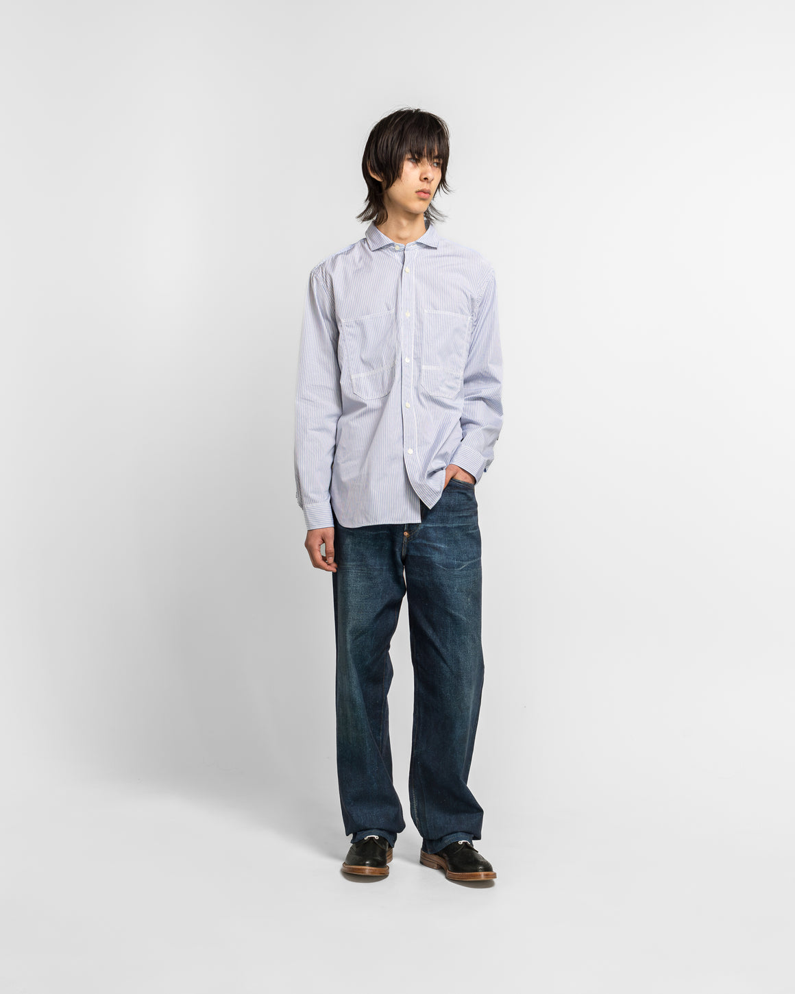 Junya Watanabe MAN - Linen Oxford Printed Trousers  x Levi's - Indigo - UP THERE