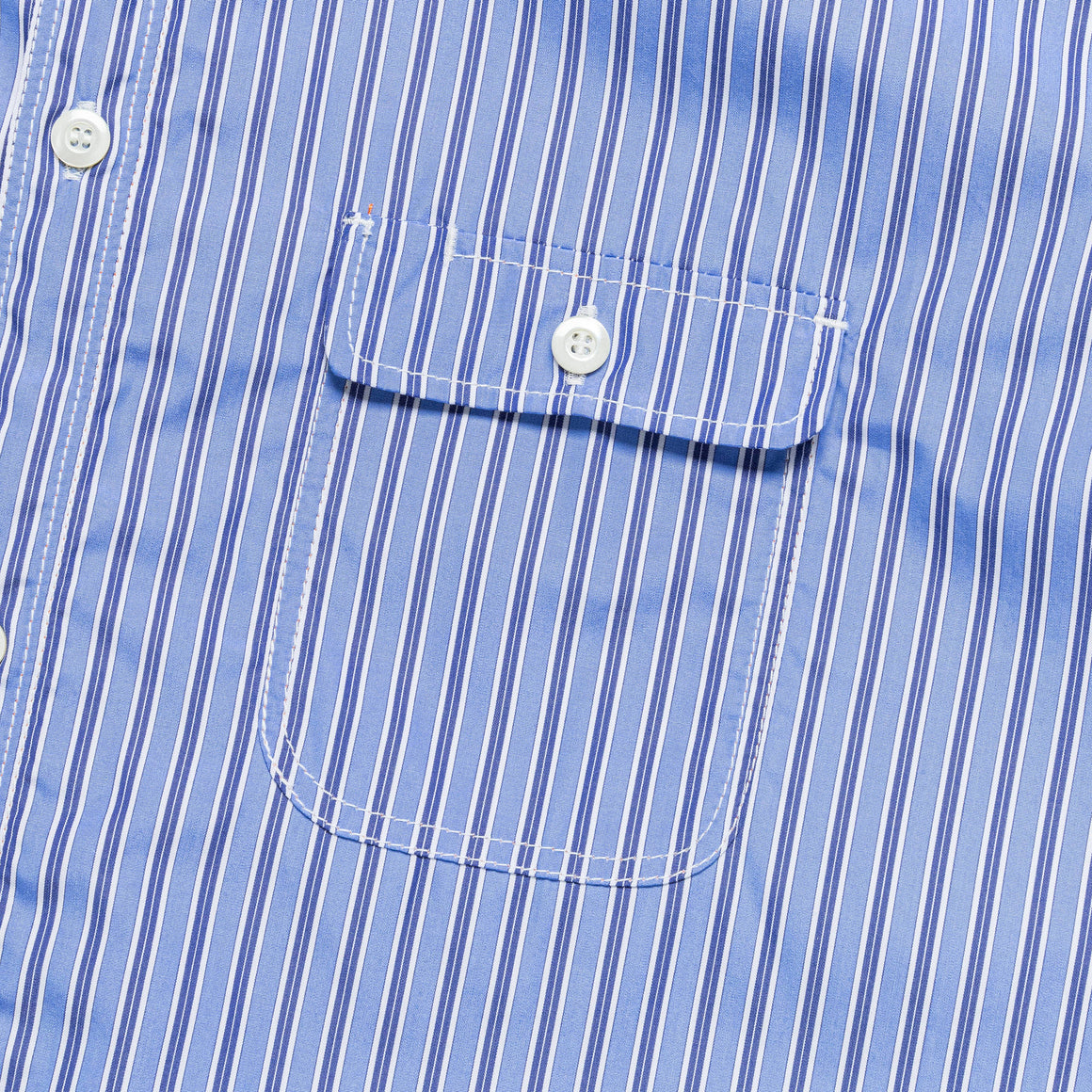 Cotton Stripe Shirt - Sax/White