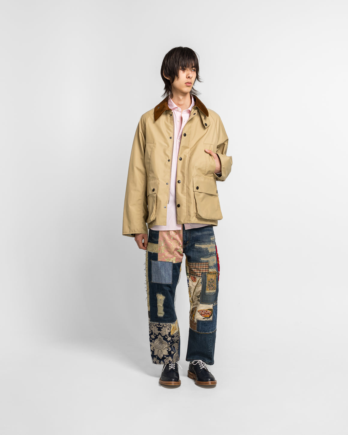 Junya Watanabe MAN - Nylon Poly Laminated Corduroy x Barbour - Beige/Brown - UP THERE