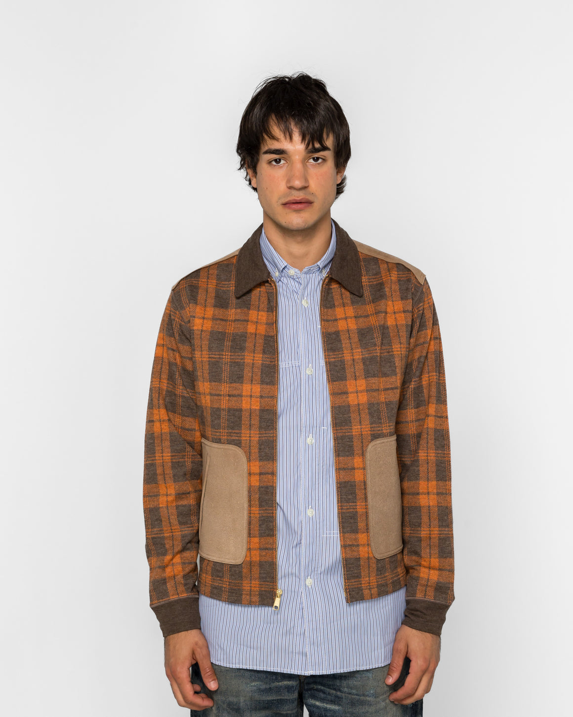 Junya Watanabe MAN - Patch-Pocket Overshirt - Brown/Orange X Brown - UP THERE