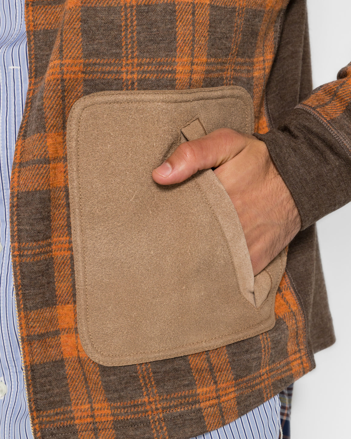 Junya Watanabe MAN - Patch-Pocket Overshirt - Brown/Orange X Brown - UP THERE