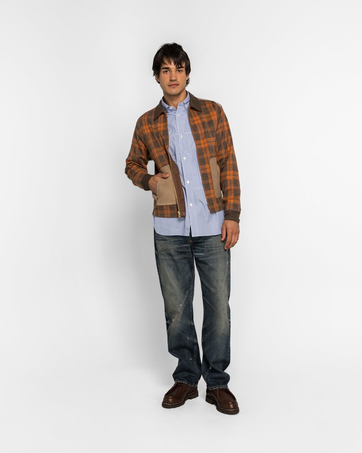Junya Watanabe MAN - Patch-Pocket Overshirt - Brown/Orange X Brown - UP THERE