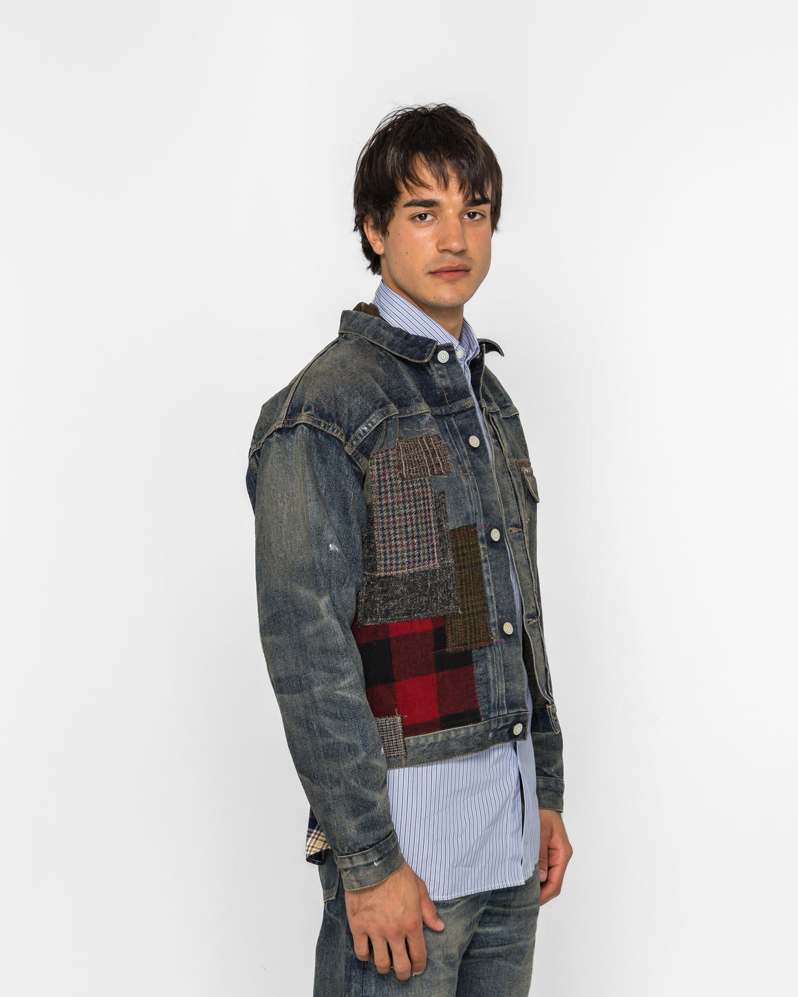 Junya Watanabe MAN - Patchwork Denim Jacket - Indigo/Mix - UP THERE