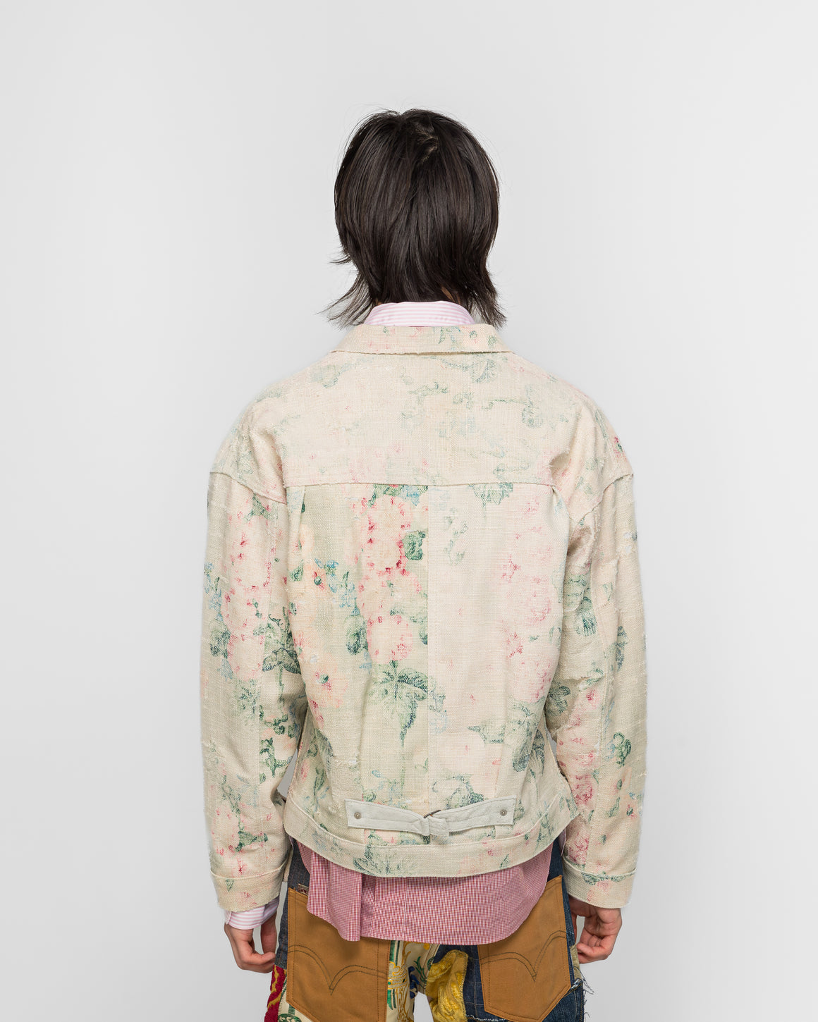 Junya Watanabe MAN - Rayon Linen Floral Pattern Cowhide x Levi's - Beige/Green - UP THERE