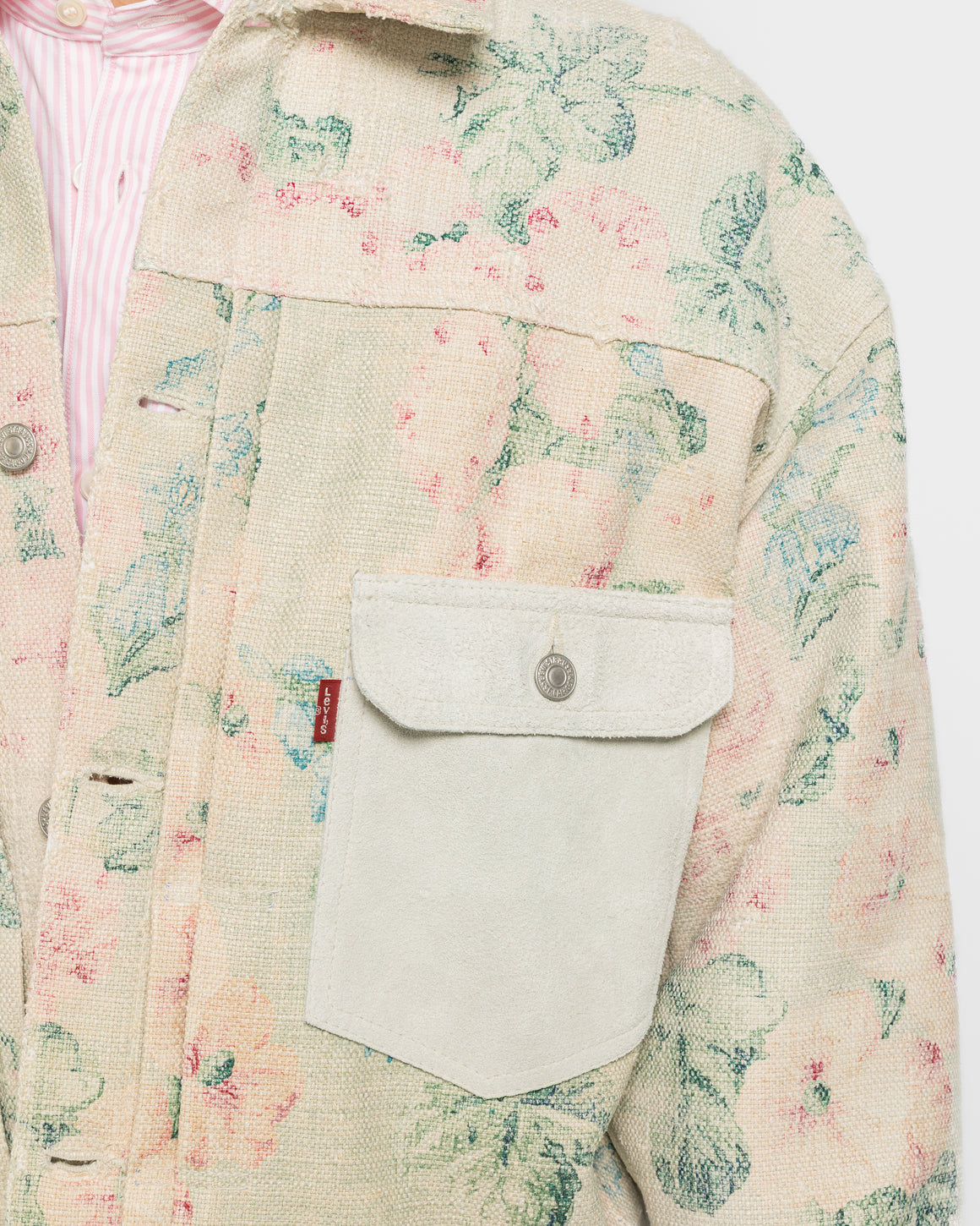 Junya Watanabe MAN - Rayon Linen Floral Pattern Cowhide x Levi's - Beige/Green - UP THERE