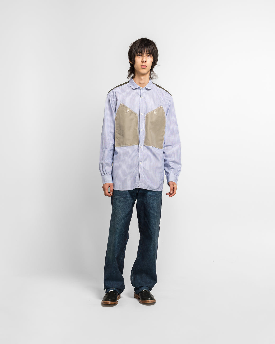 Junya Watanabe MAN - Stitch Detail Work Shirt - White/Blue-Grey - UP THERE