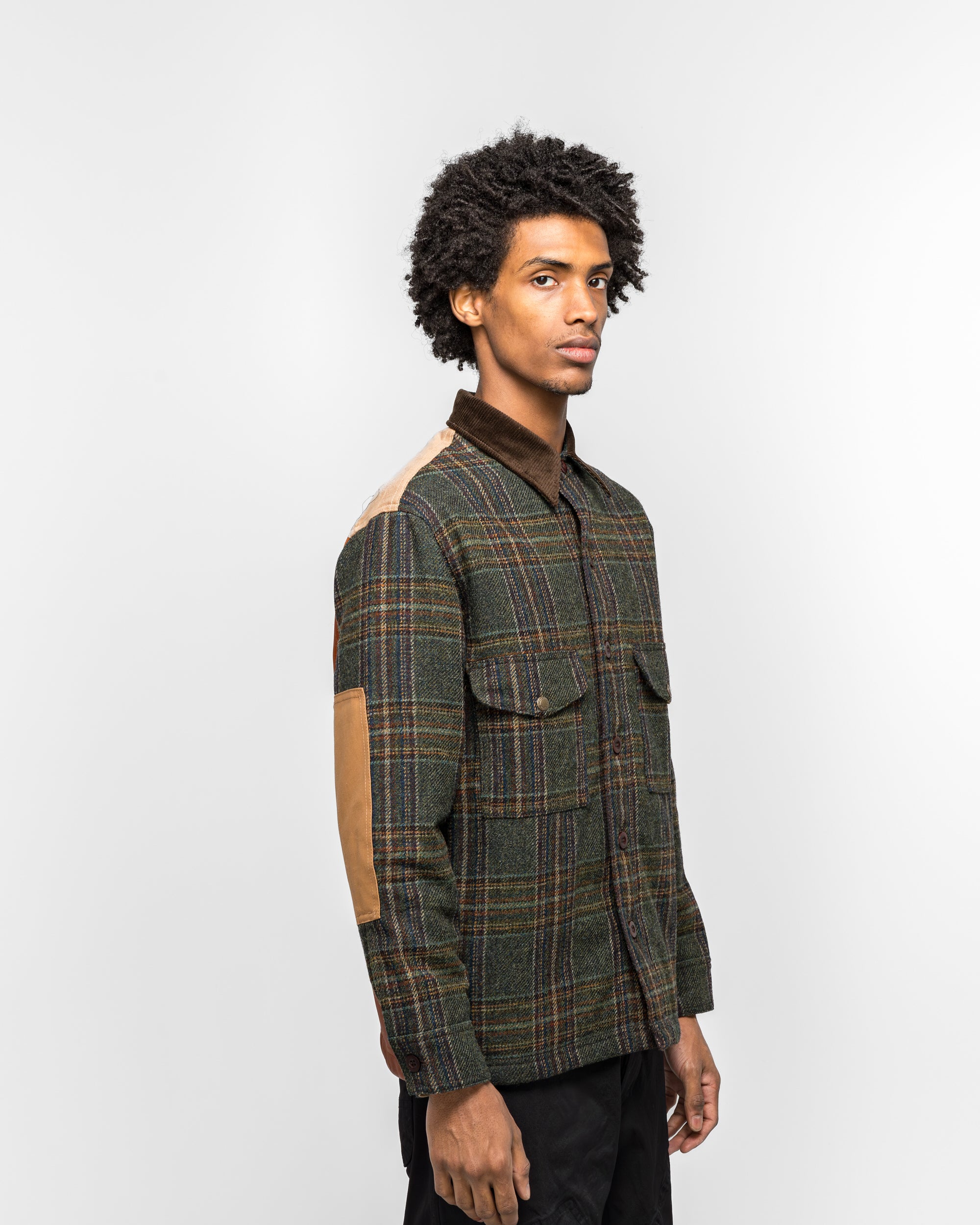 Junya Watanabe MAN - Wool Check Tweed Leather Shirt x FILSON