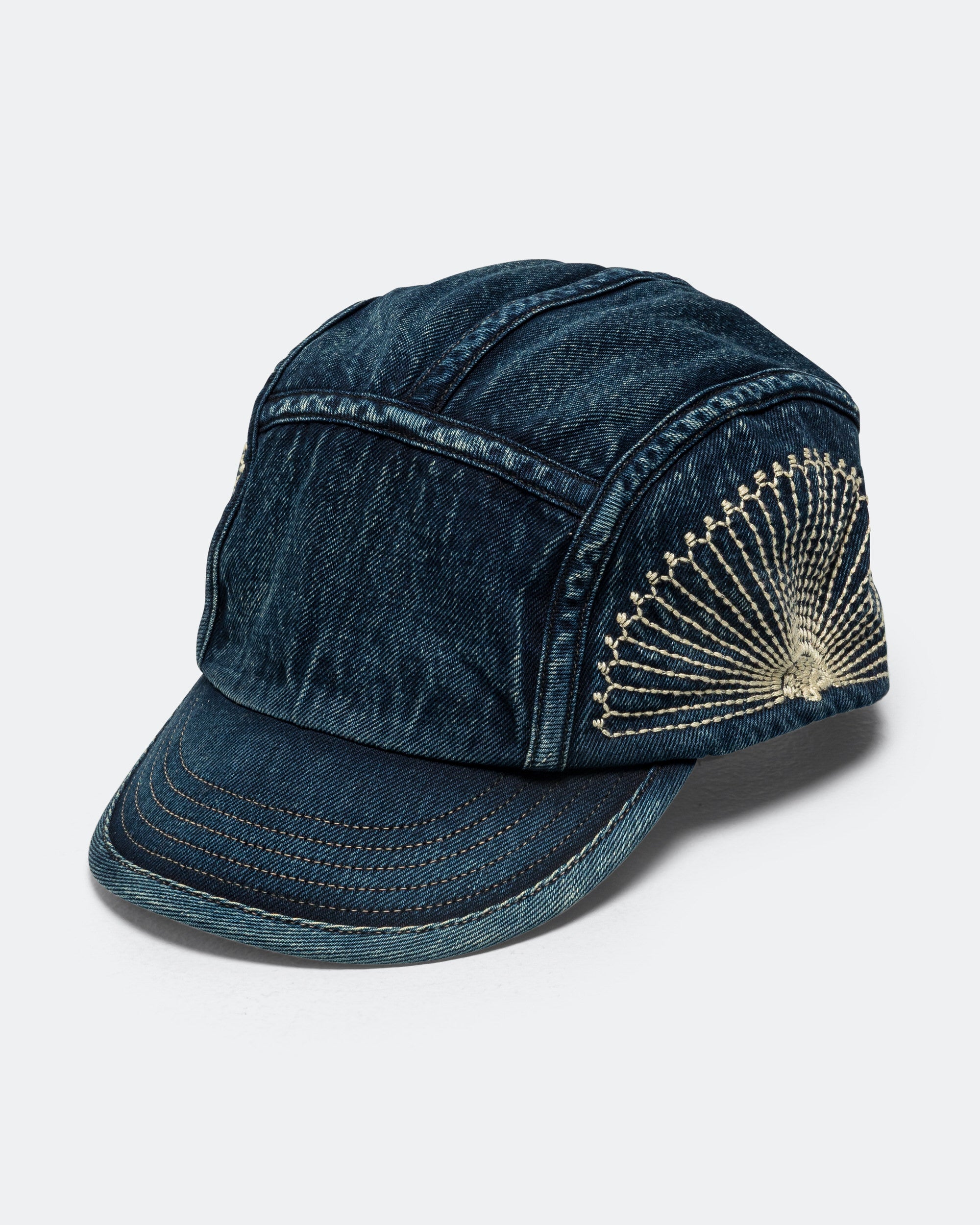 10oz IDGxIDG Denim Camp Cap FUROSHIKI Embroidery - Indigo | UP THERE