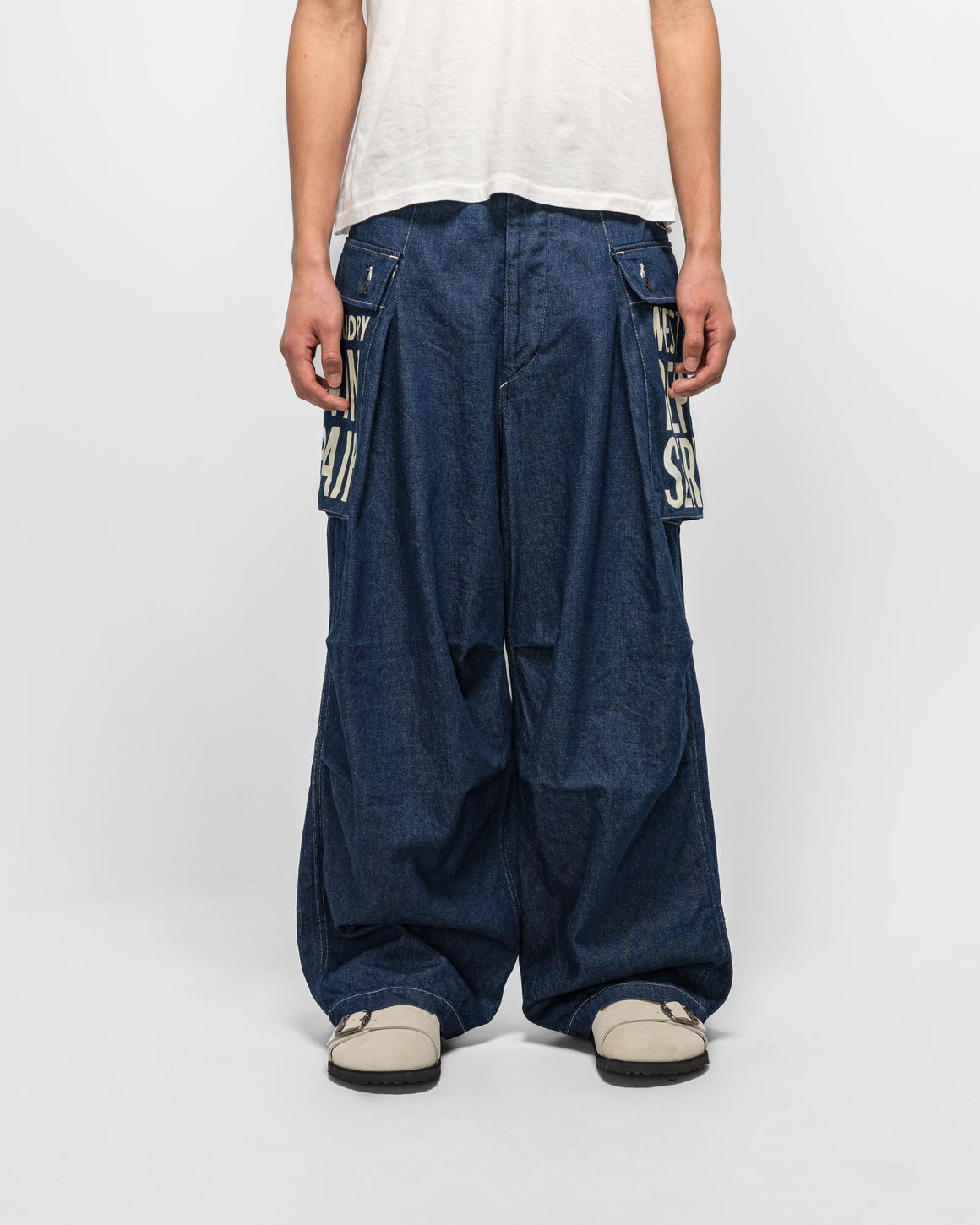 Kapital - 11.5oz Denim JUMBO MONKEY Pants (FACTORY-REPAIR & Embroidery) - IDG - UP THERE