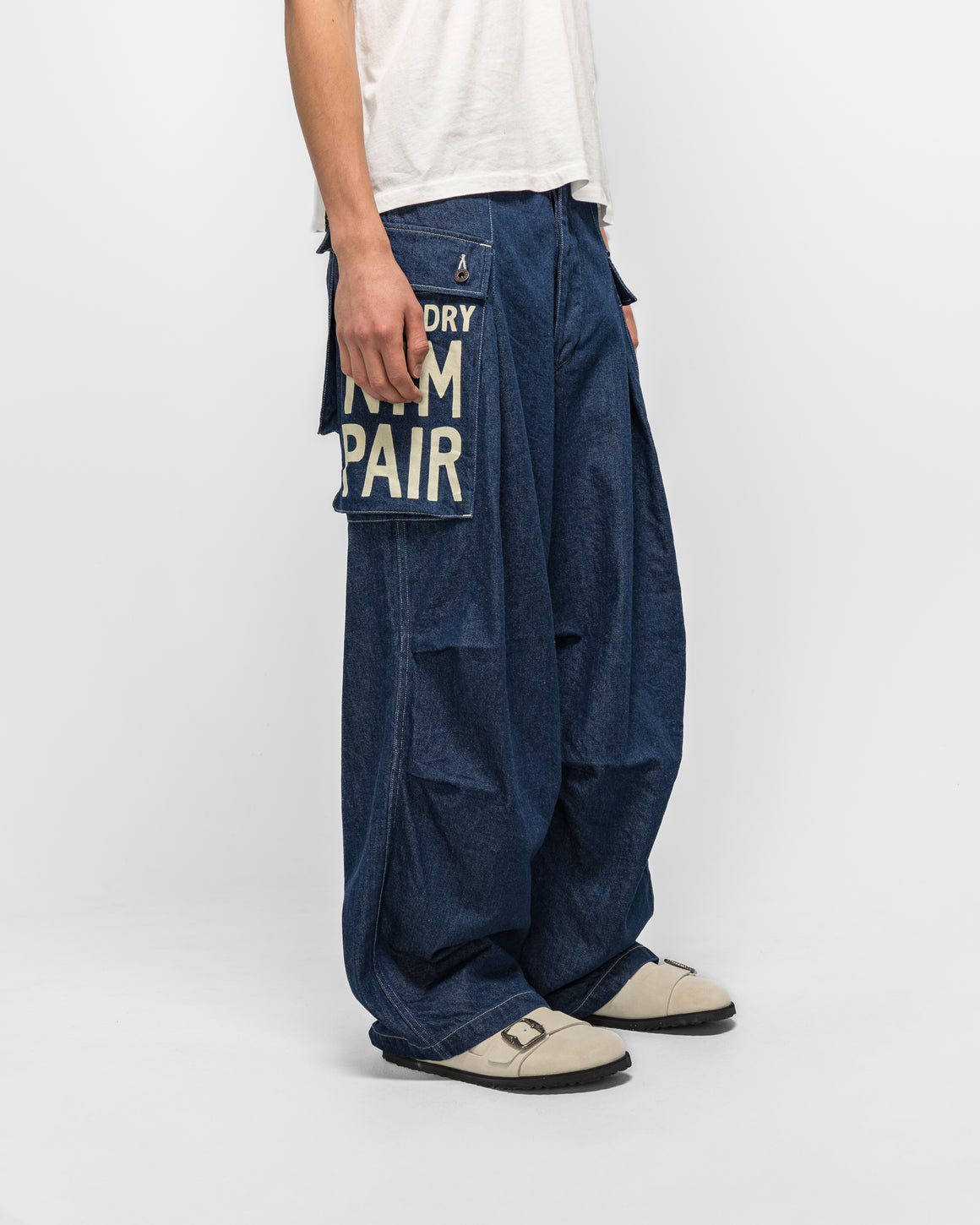 Kapital - 11.5oz Denim JUMBO MONKEY Pants (FACTORY-REPAIR & Embroidery) - IDG - UP THERE