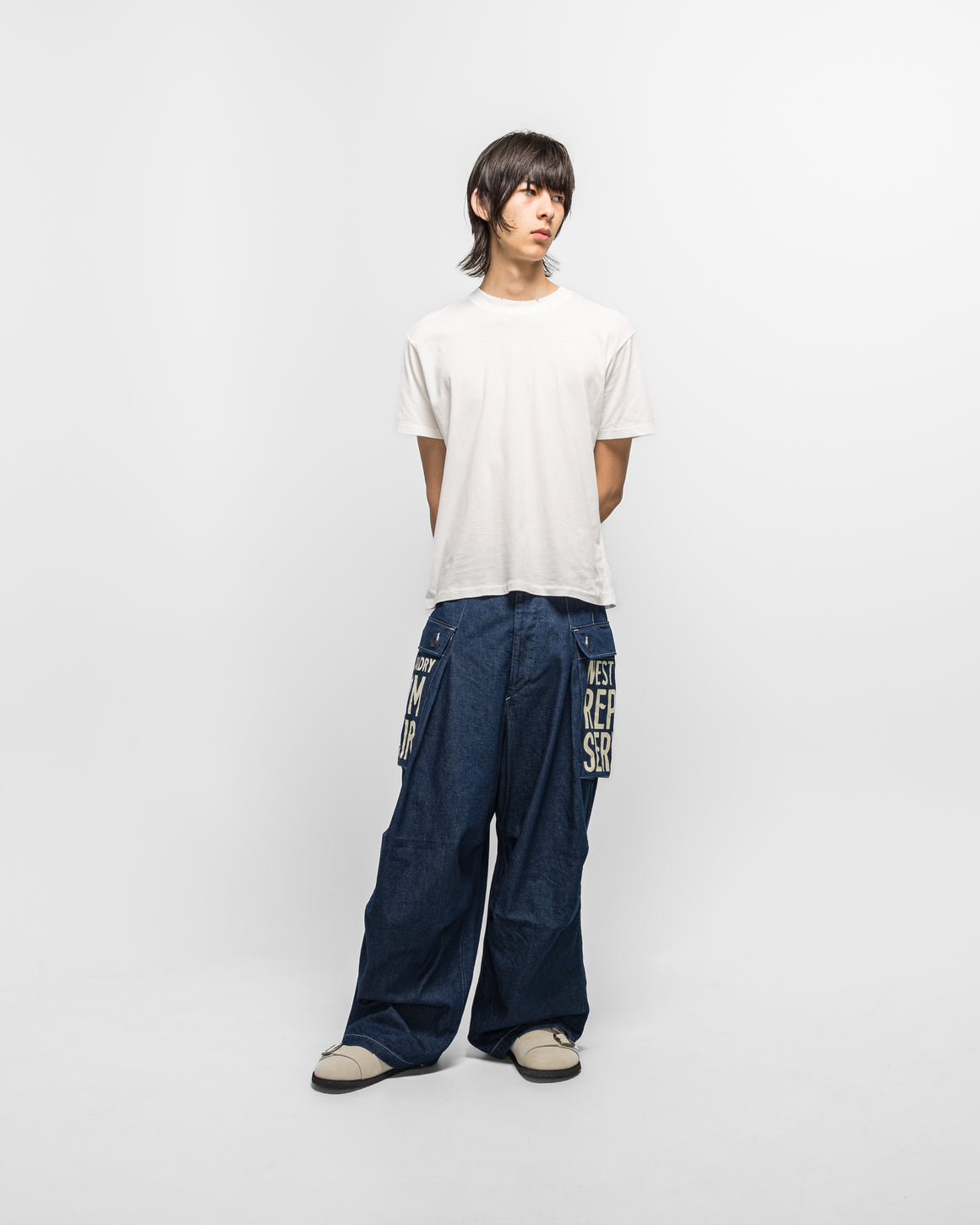 Kapital - 11.5oz Denim JUMBO MONKEY Pants (FACTORY-REPAIR & Embroidery) - IDG - UP THERE