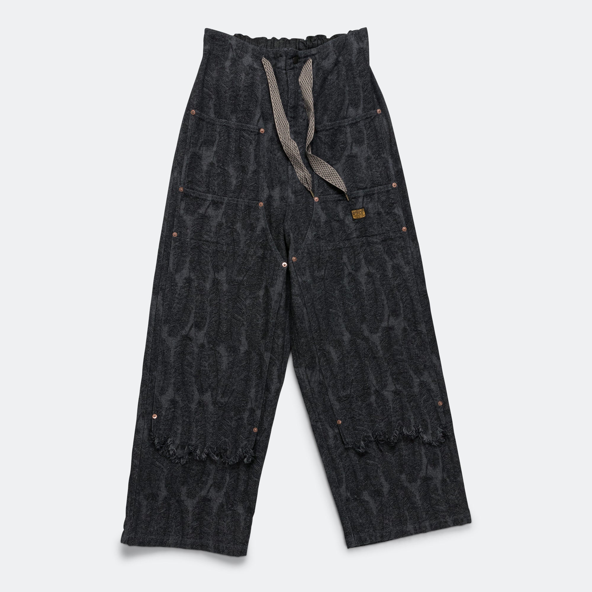 12oz MAGPIE Denim W-Knee Easy Baggy Pants - Black/Black | UP THERE